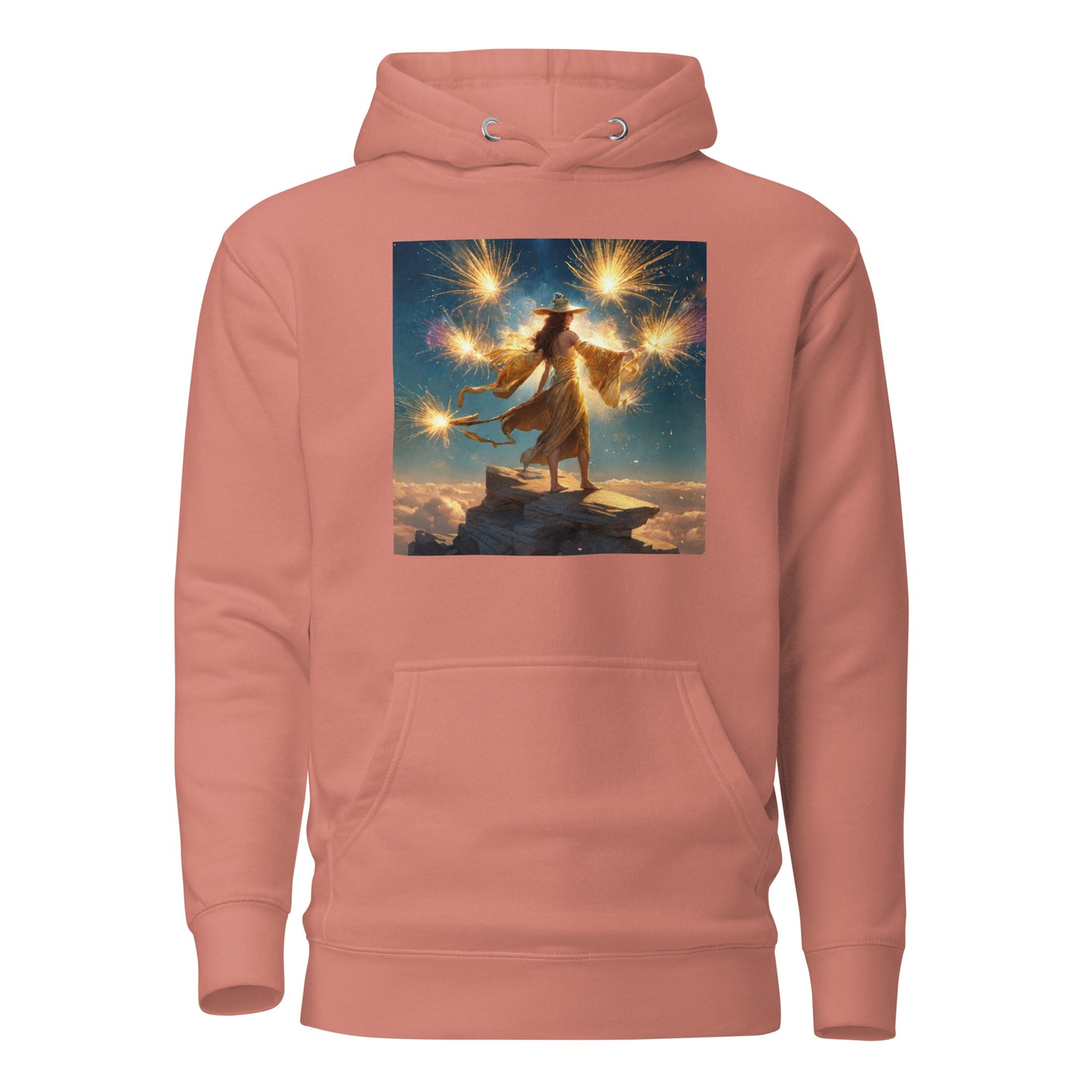 Sorceress Making Fireworks Women's 4th of July Hoodie Dusty Rose