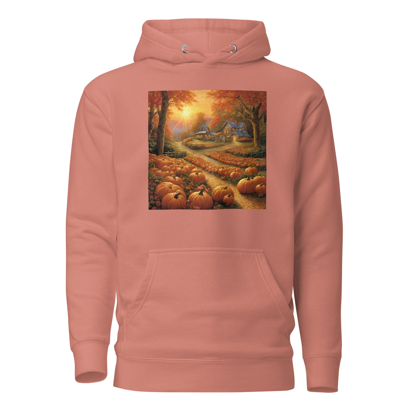 Fall Pumpkin Scene Women's Autumn Hoodie Dusty Rose