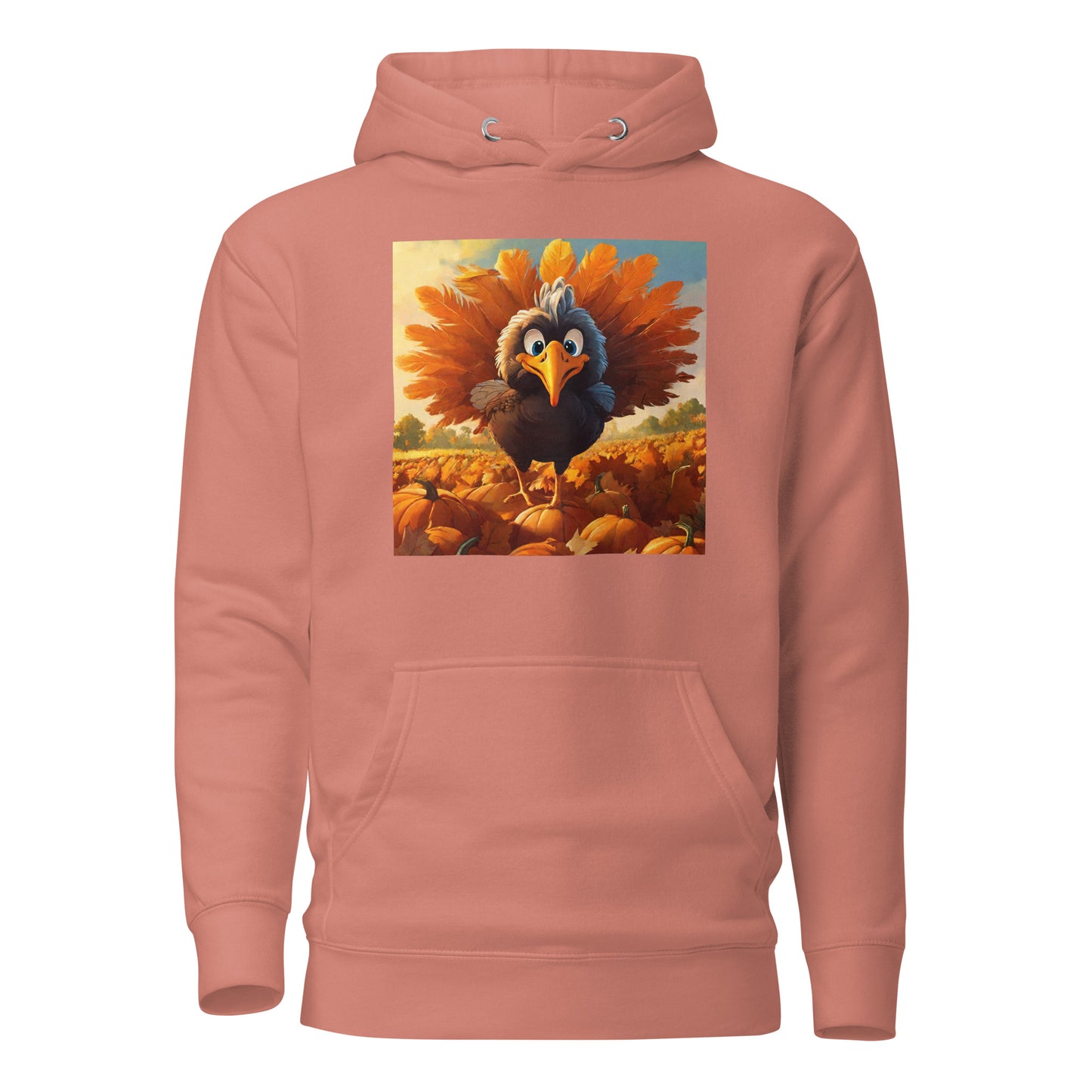 Cute Turkey Women's Thanksgiving Hoodie Dusty Rose