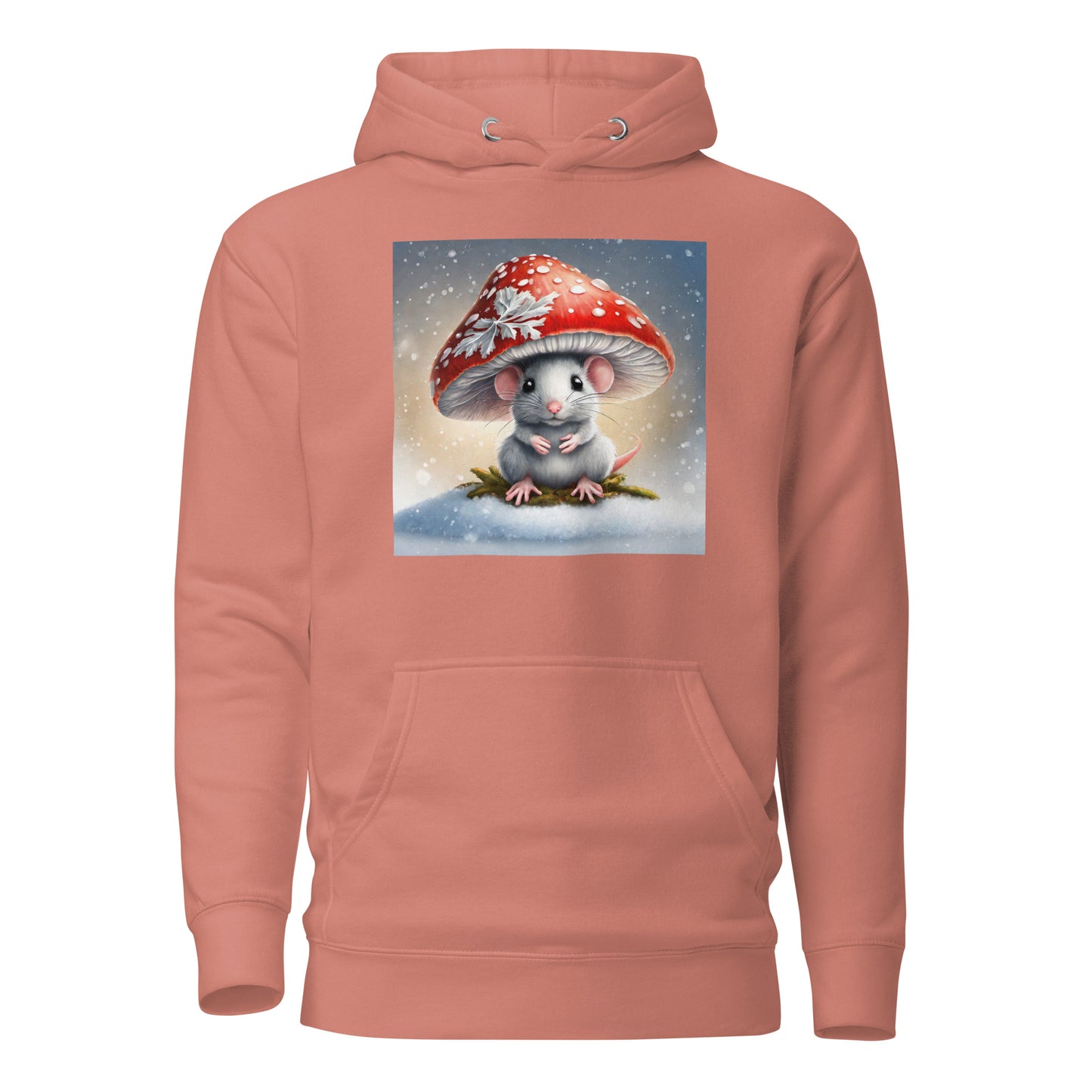 Winter Mouse Women's Holiday Hoodie Dusty Rose