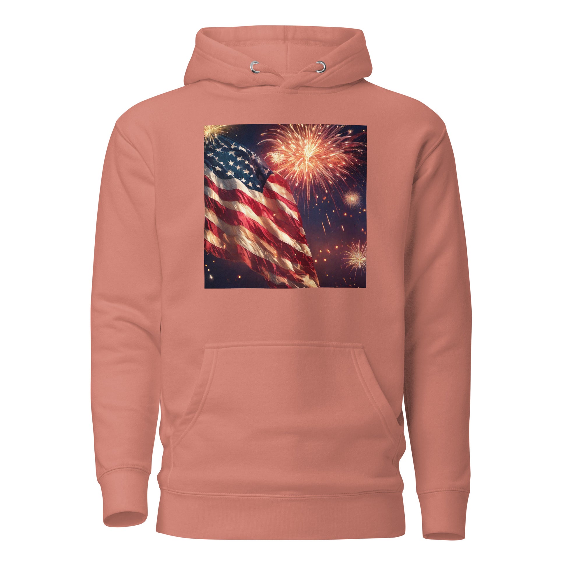 American Flag Women's 4th of July Hoodie Dusty Rose