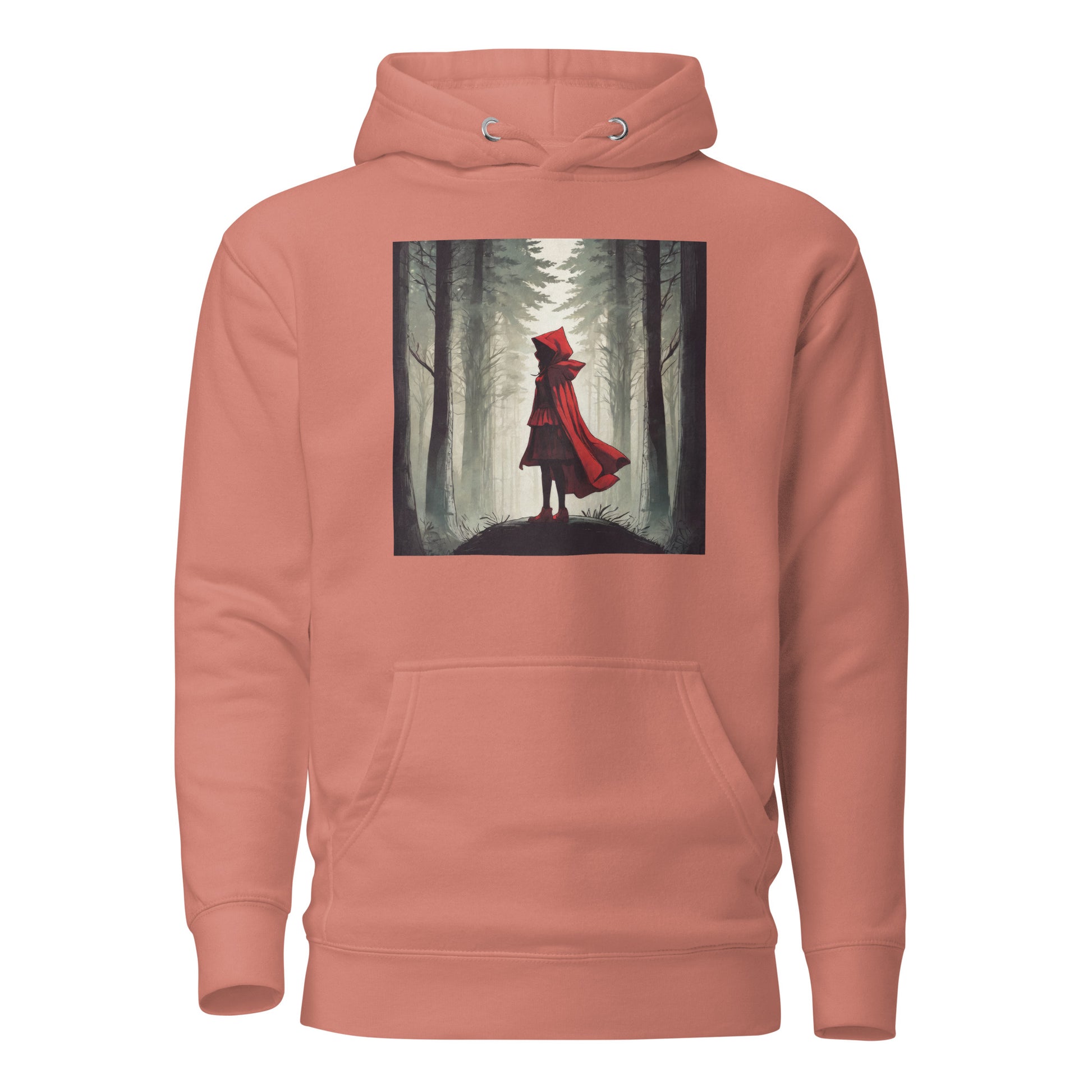 Bold Red Riding Hood in Forest Women's Fairy Tale Hoodie Dusty Rose