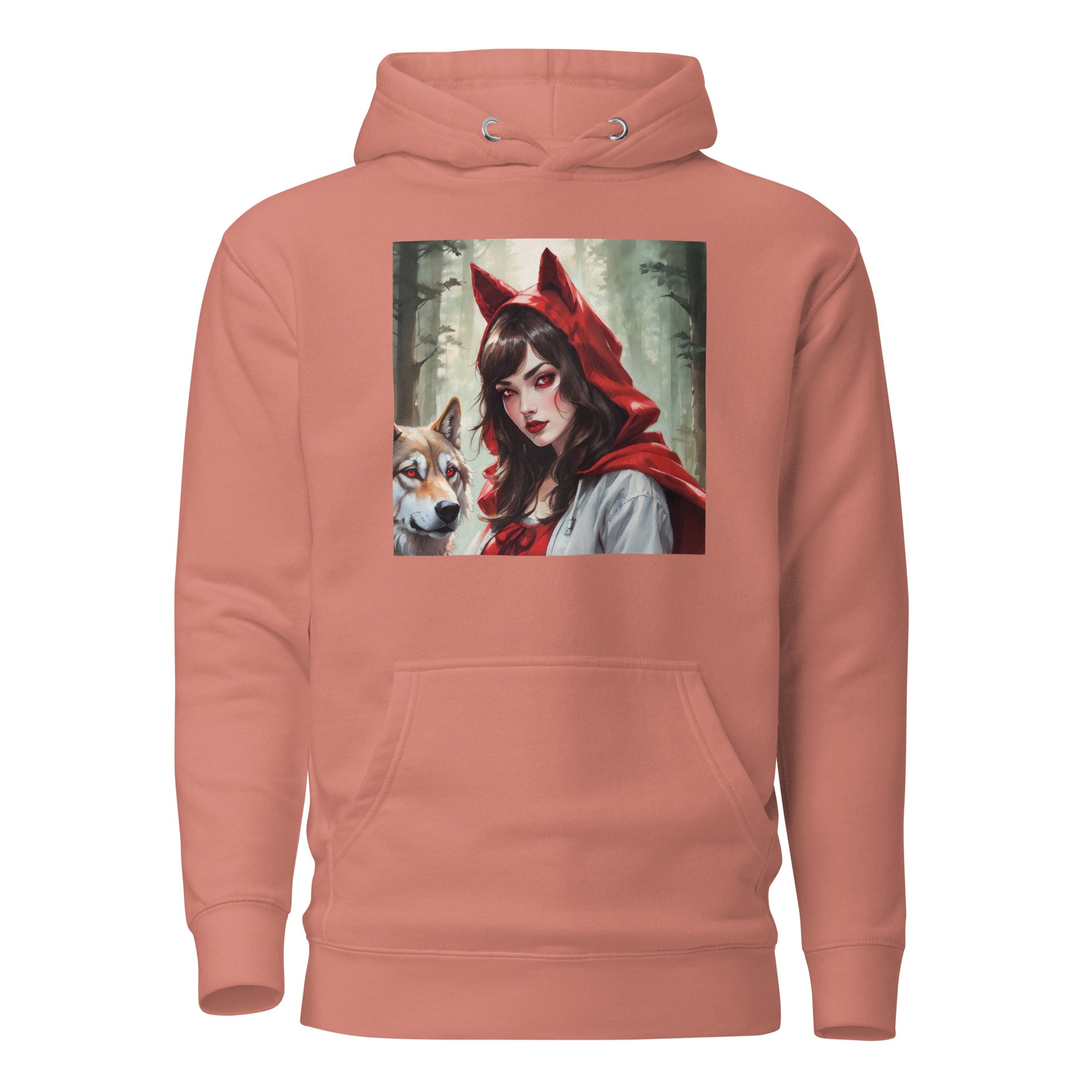 Red Riding Hood Colluding with the Wolf Women's Fairy Tale Hoodie Dusty Rose