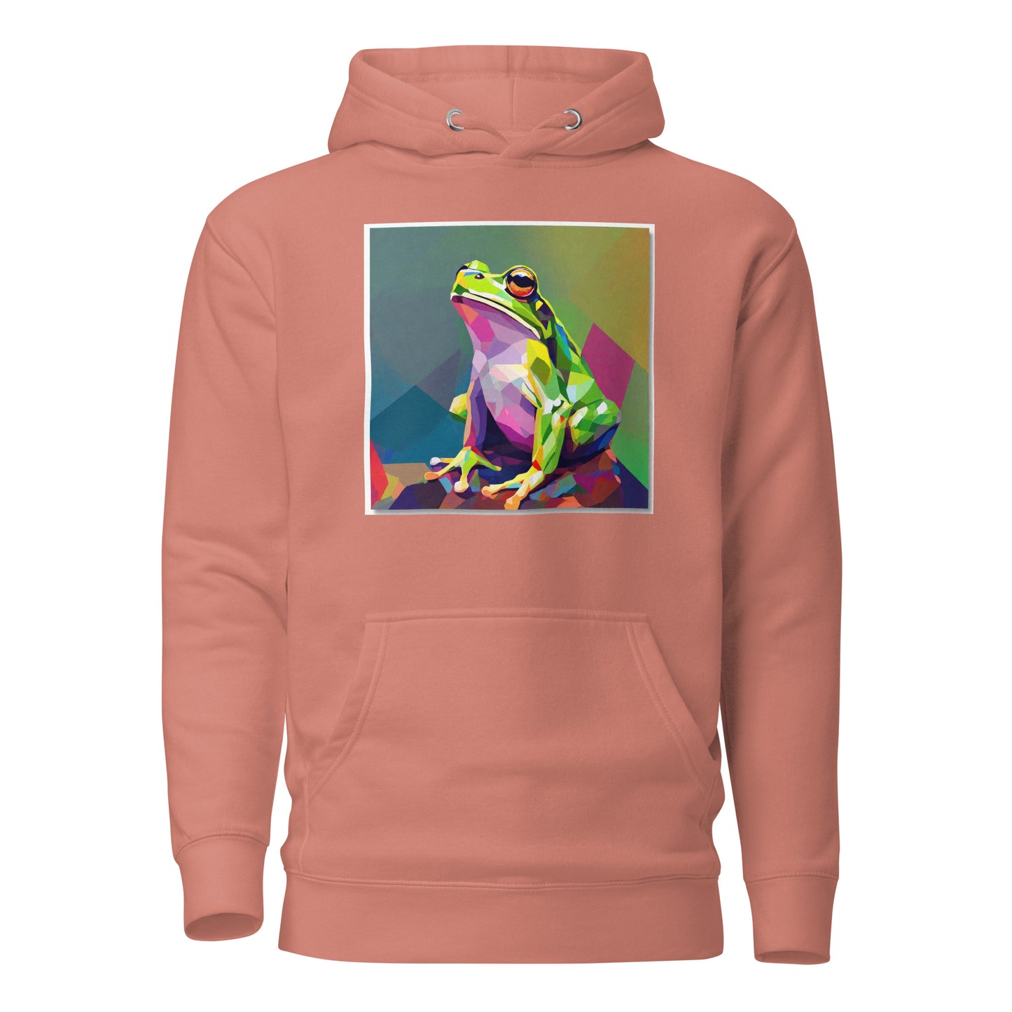 Geometric Frog Women's Animal Lover Hoodie Dusty Rose