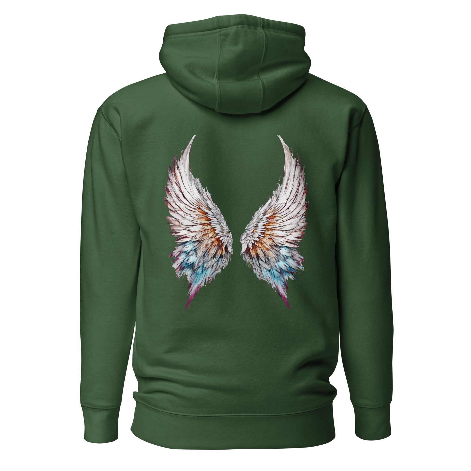 Colorful Angel Wings Women's Hoodie Forest Green