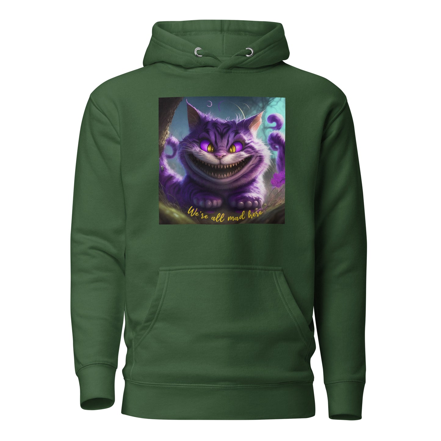 We're All Mad Here Cheshire Cat Women's Hoodie Forest Green