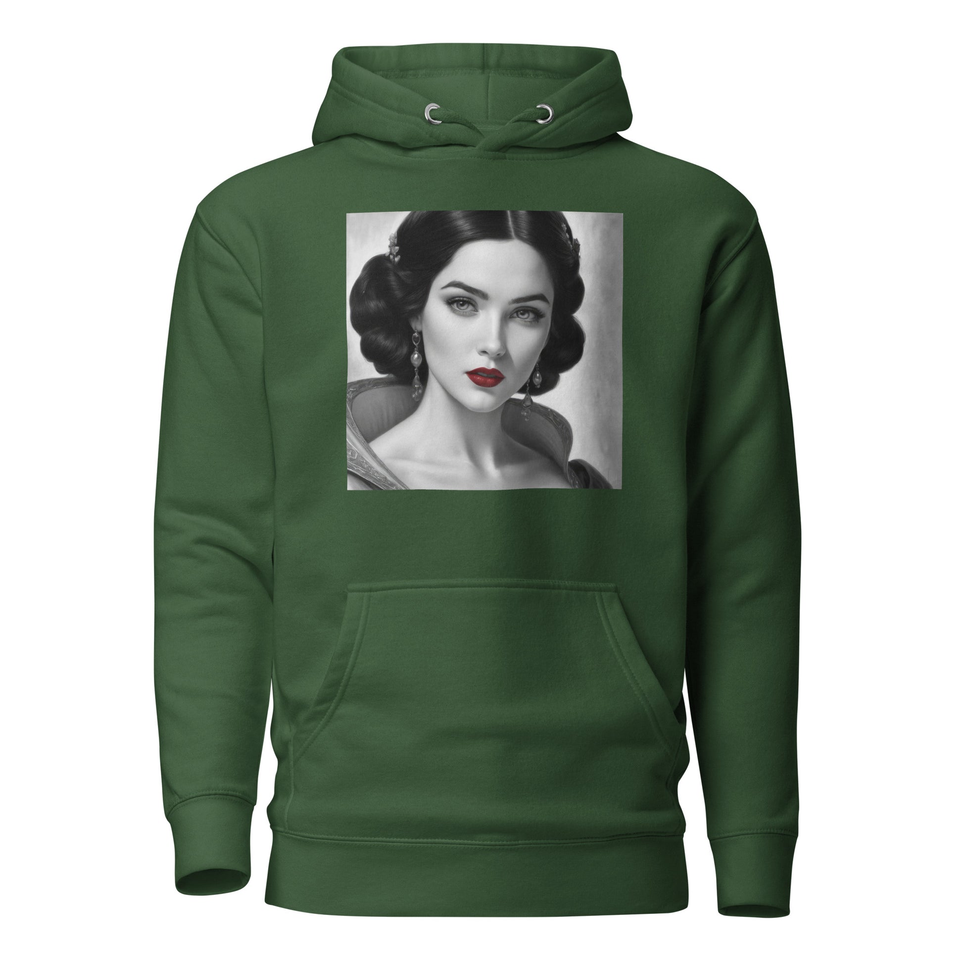 Snow White Portrait Women's Fairy Tale Hoodie Forest Green