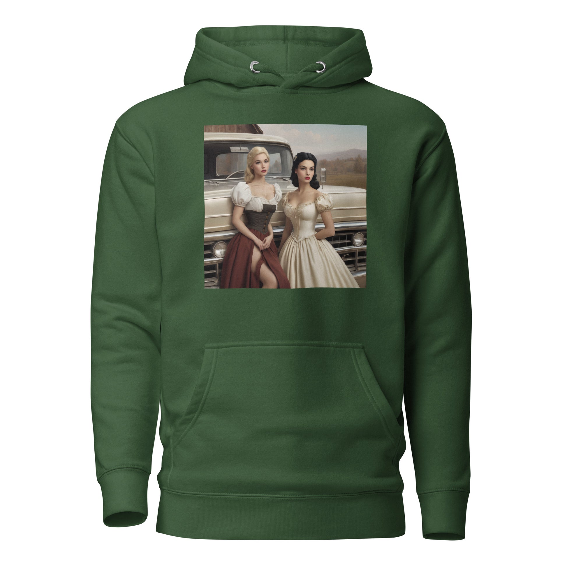 Cinderella and Snow White Hanging Out Women's Hoodie Forest Green