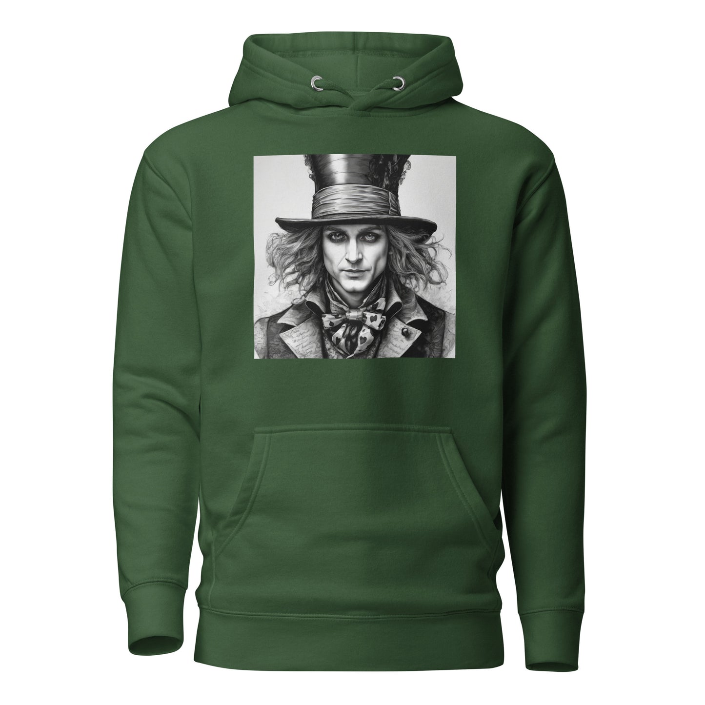 Serenely Eccentric Mad Hatter Hoodie Forest Green