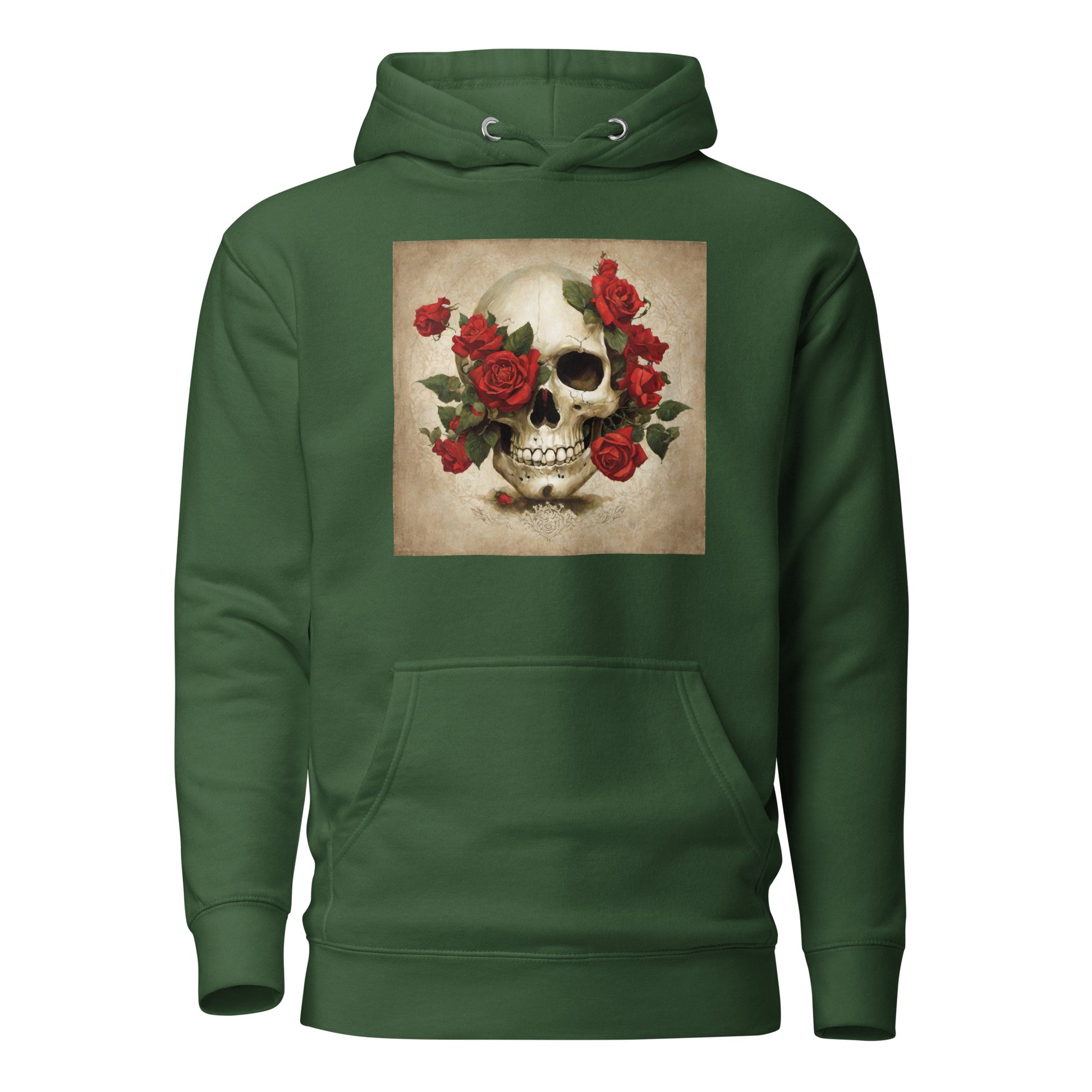 Skull & Roses Women's Hoodie Forest Green