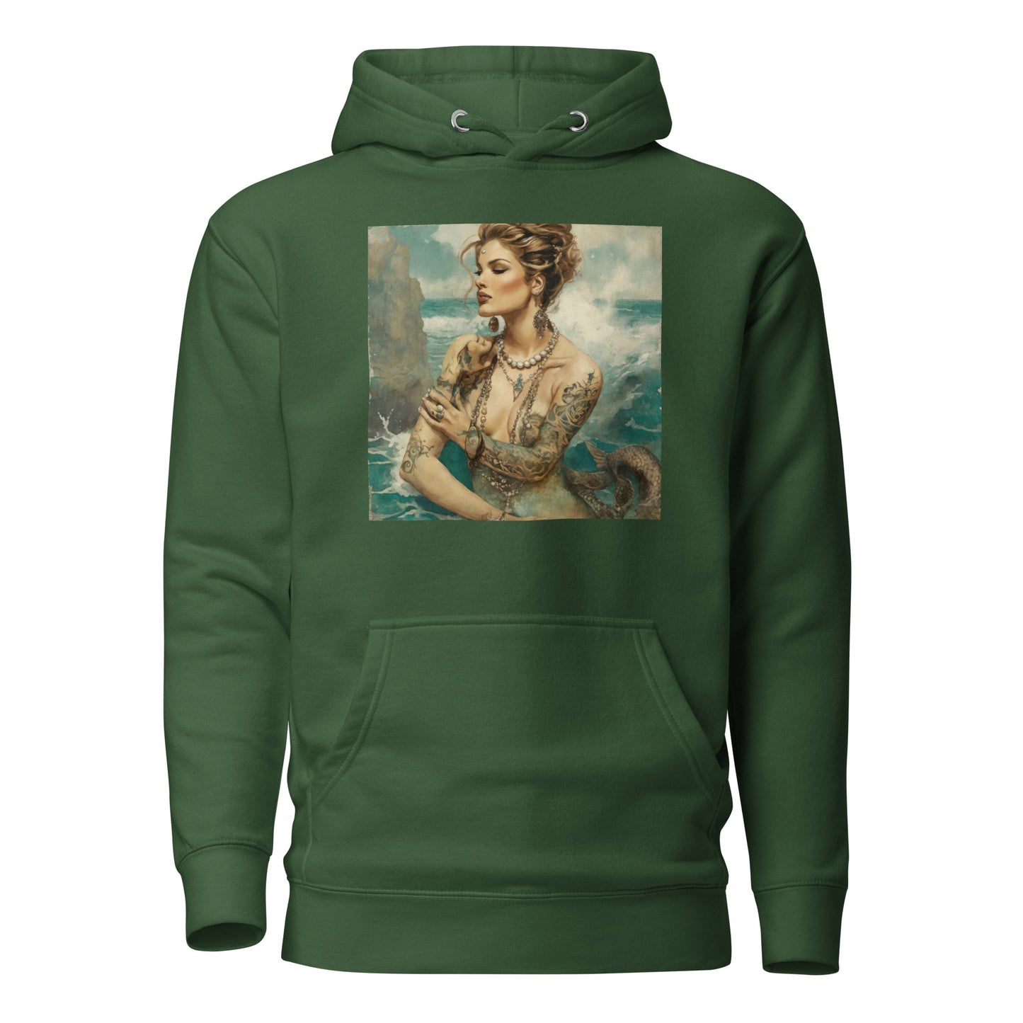 Mermaid with Tattoos Women's Hoodie Forest Green