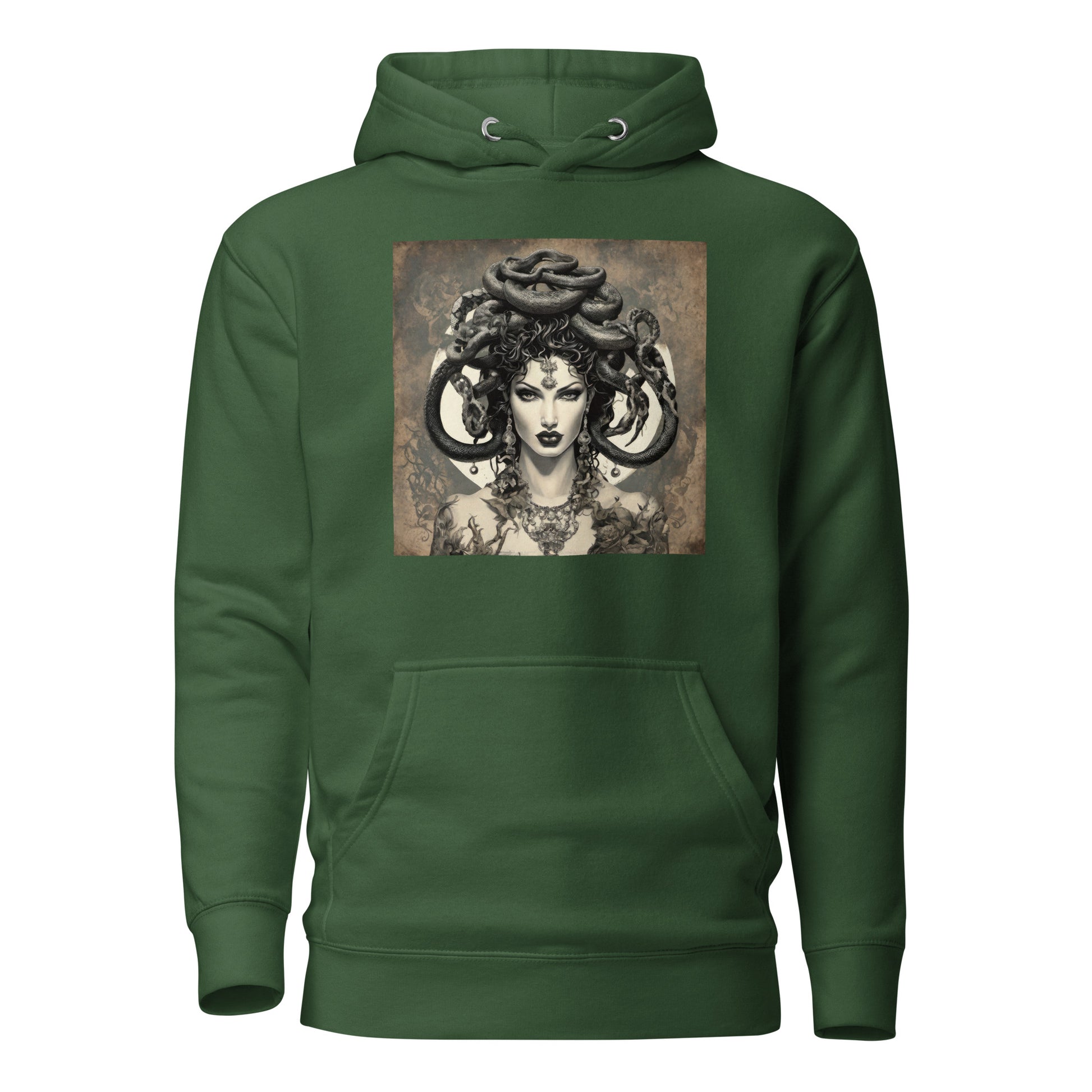 Medusa'a Gaze Women's Graphic Hoodie Forest Green