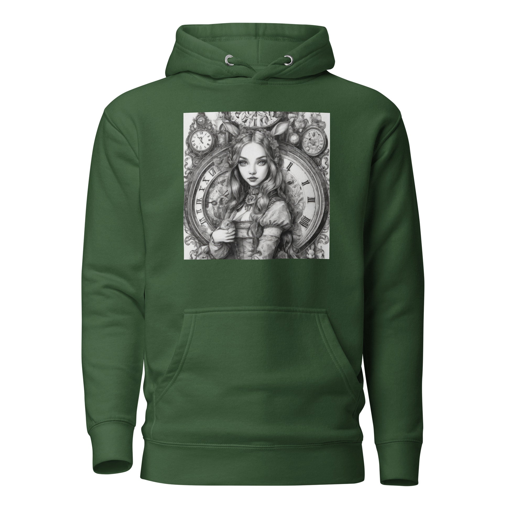 Alice in Wonderland Clockwork Women's Hoodie Forest Green