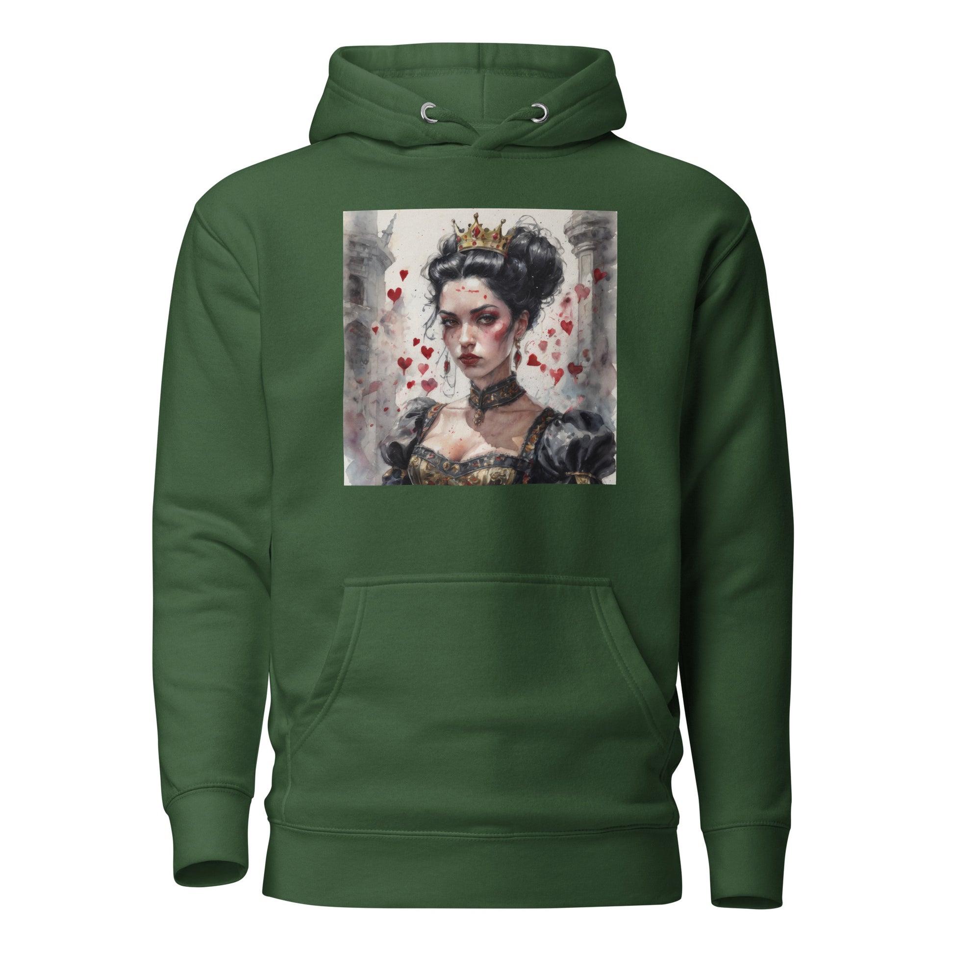 Queen of Hearts Women's Hoodie Forest Green