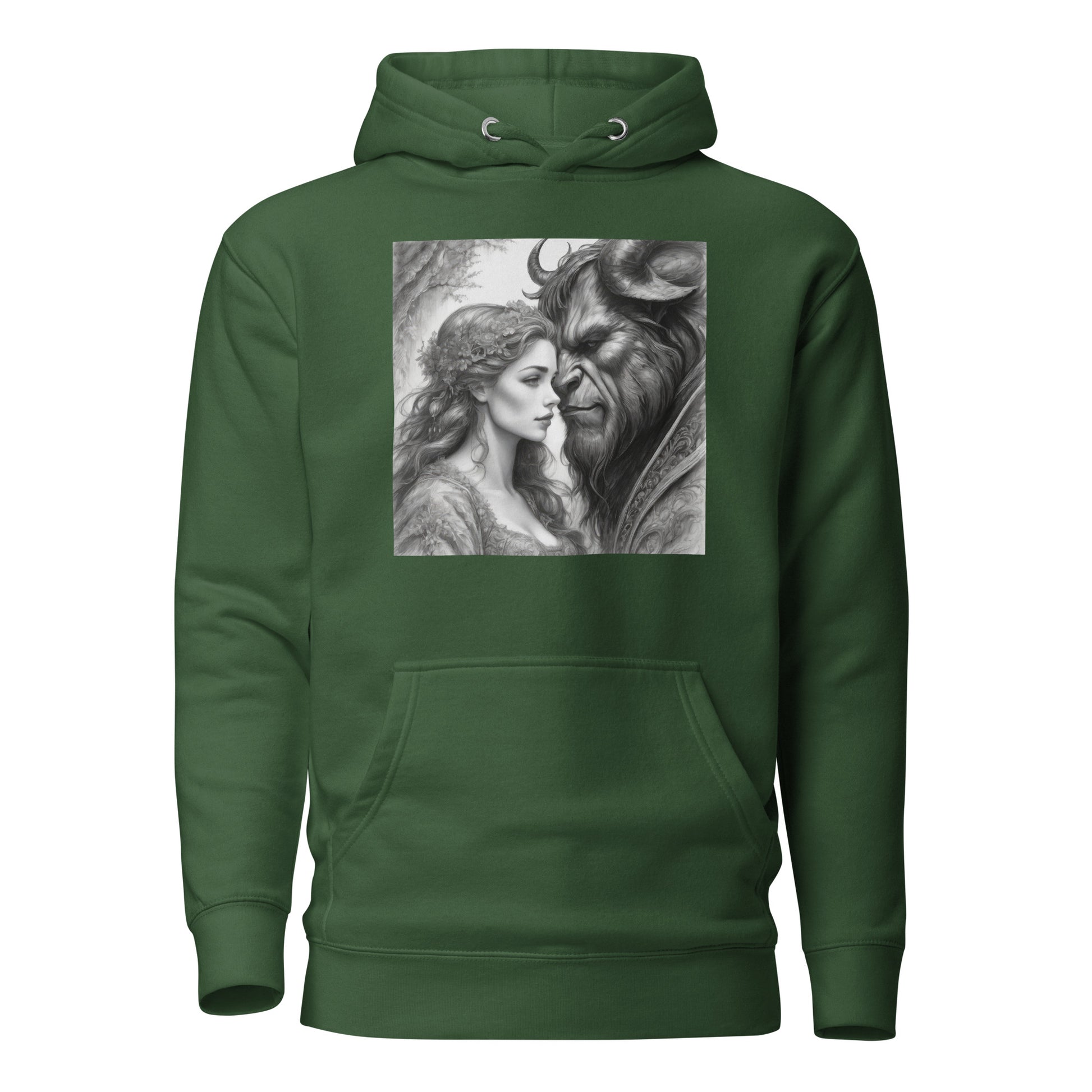 Beauty and the Beast Portrait Women's Hoodie Forest Green