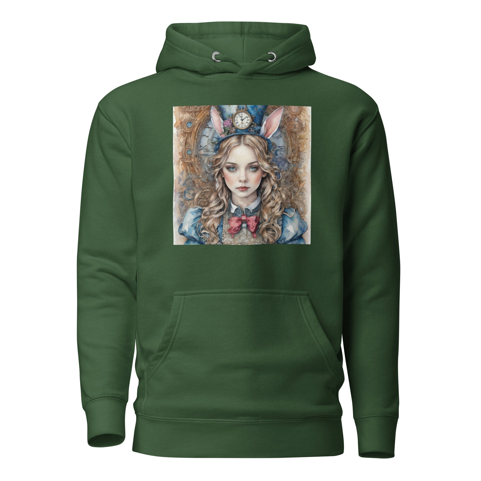 Alice in Wonderland with Bunny Ears Women's Hoodie Forest Green