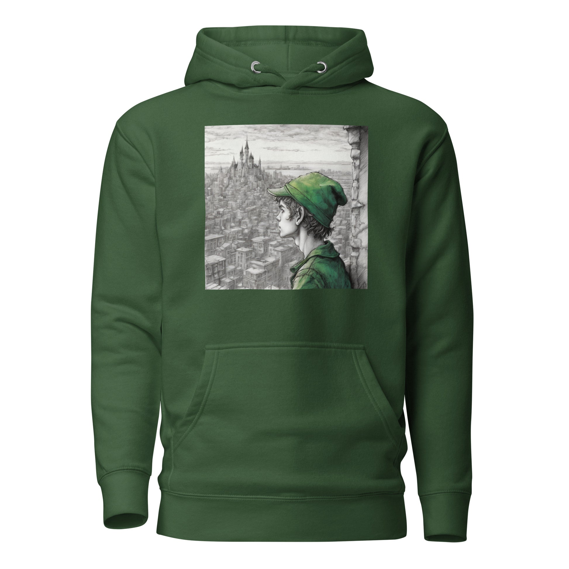 Peter Pan Overlooking the City Women's Hoodie Forest Green