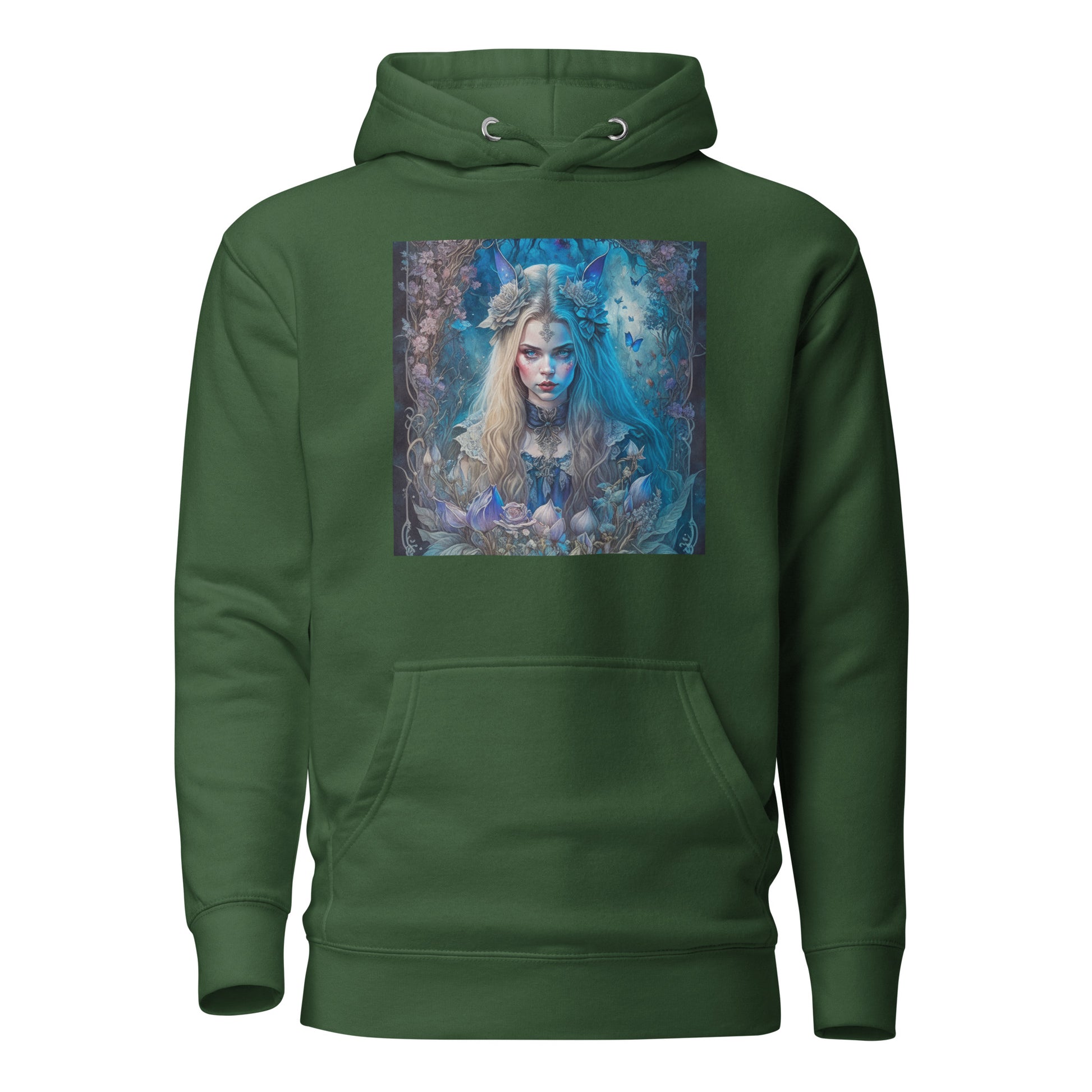 Esoteric Alice in Wonderland Hoodie Forest Green