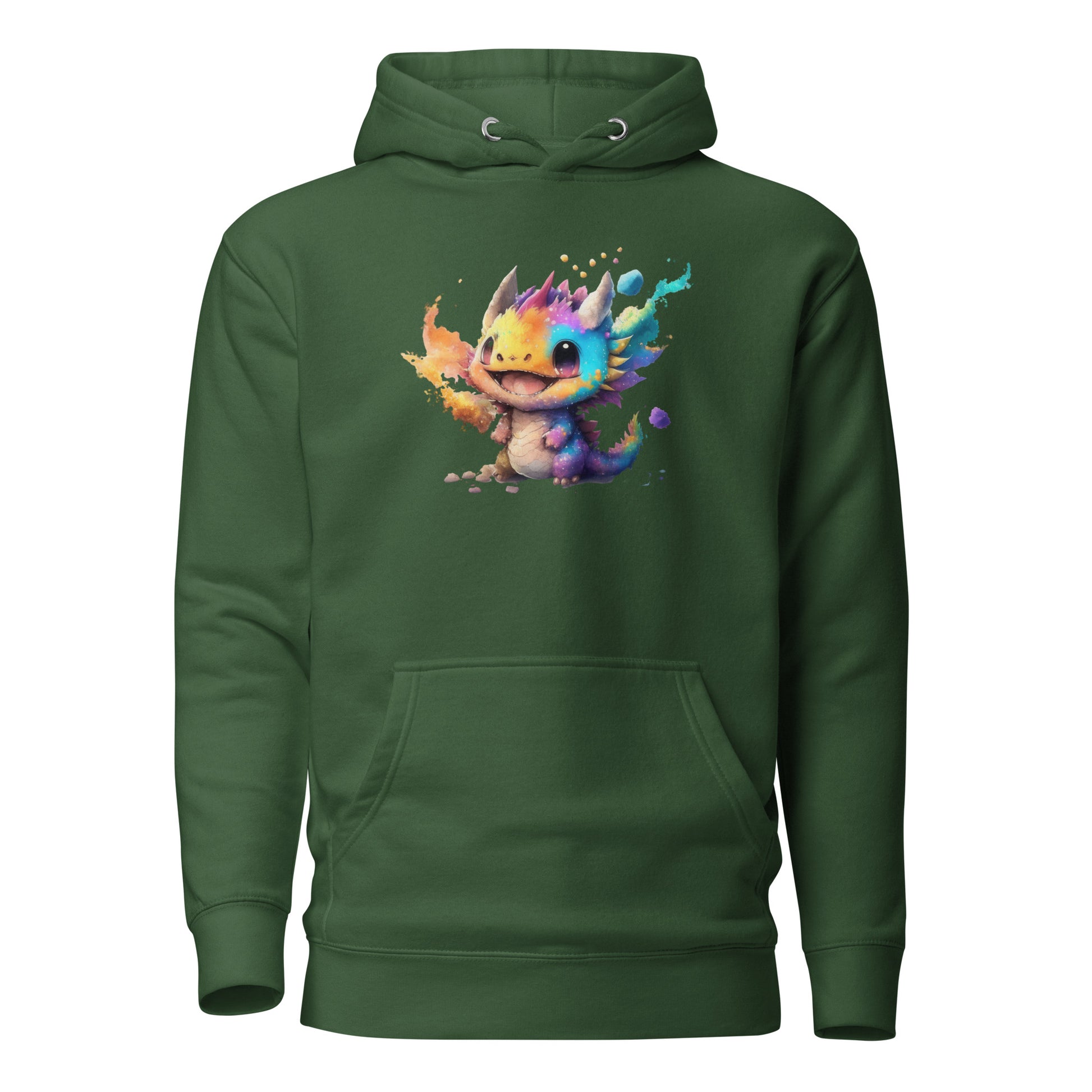 Cute Baby Dragon Women's Fantasy Hoodie Forest Green