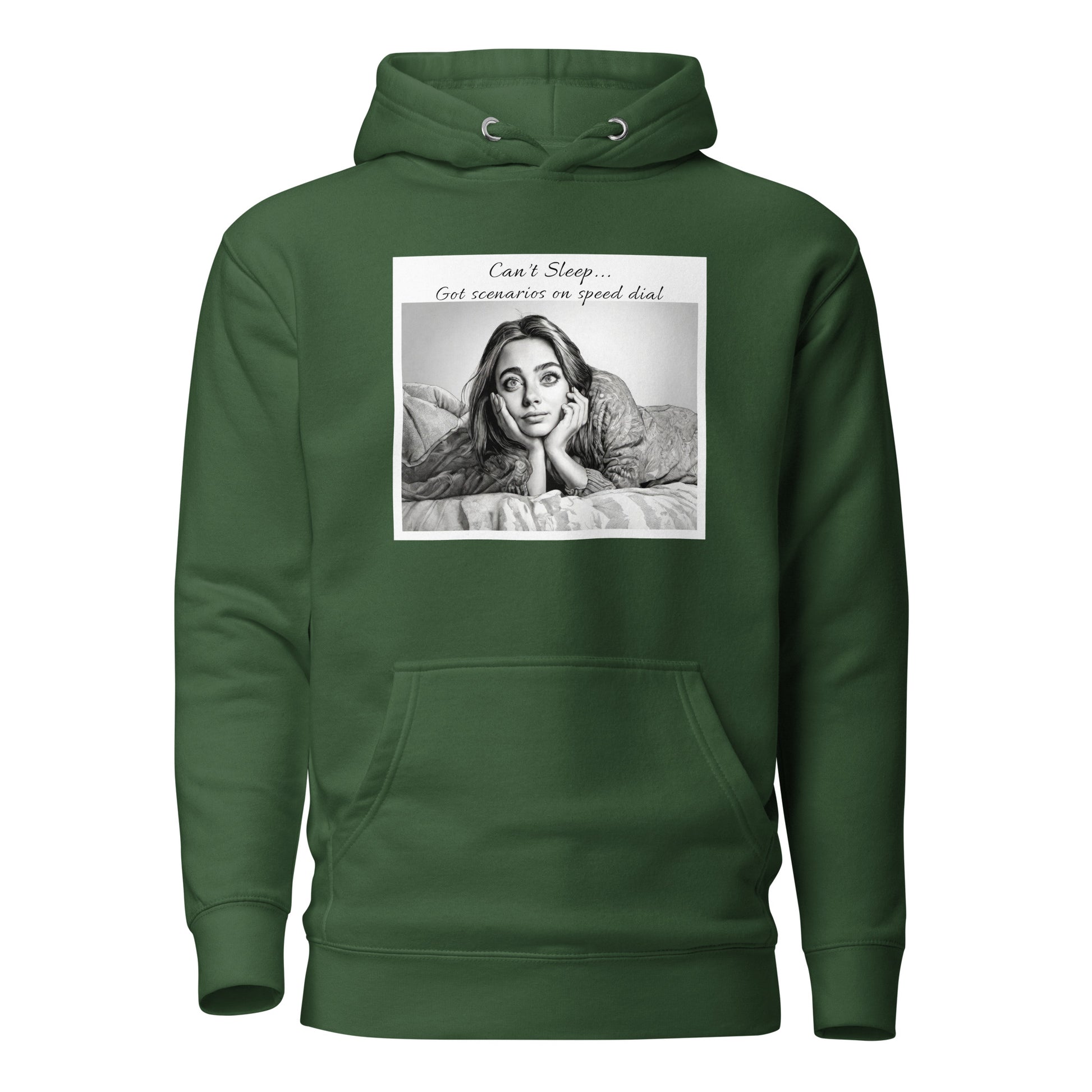 Scenarios on Speed Dial Women's Funny Insomnia Hoodie Forest Green