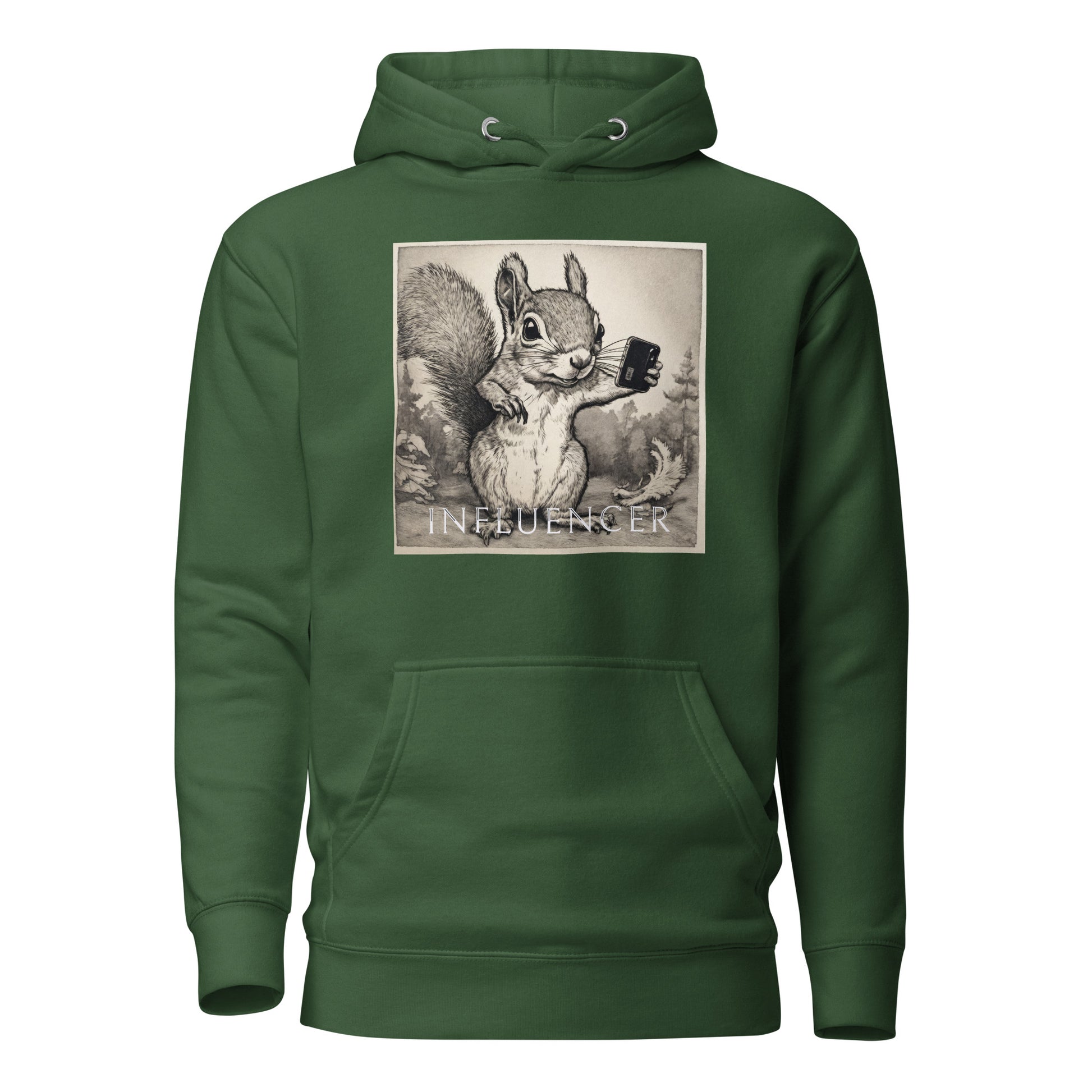 Squirrel Influencer Women's Funny Hoodie Forest Green