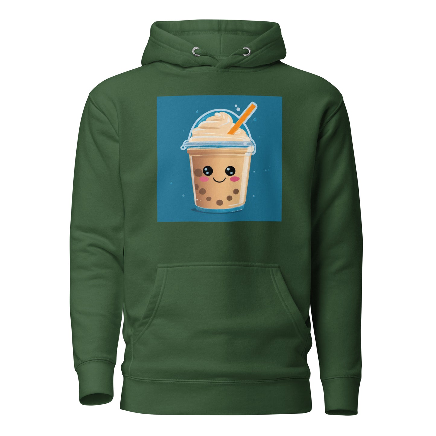 Boba Bubble Milk Tea Women's Funny Graphic Hoodie Forest Green