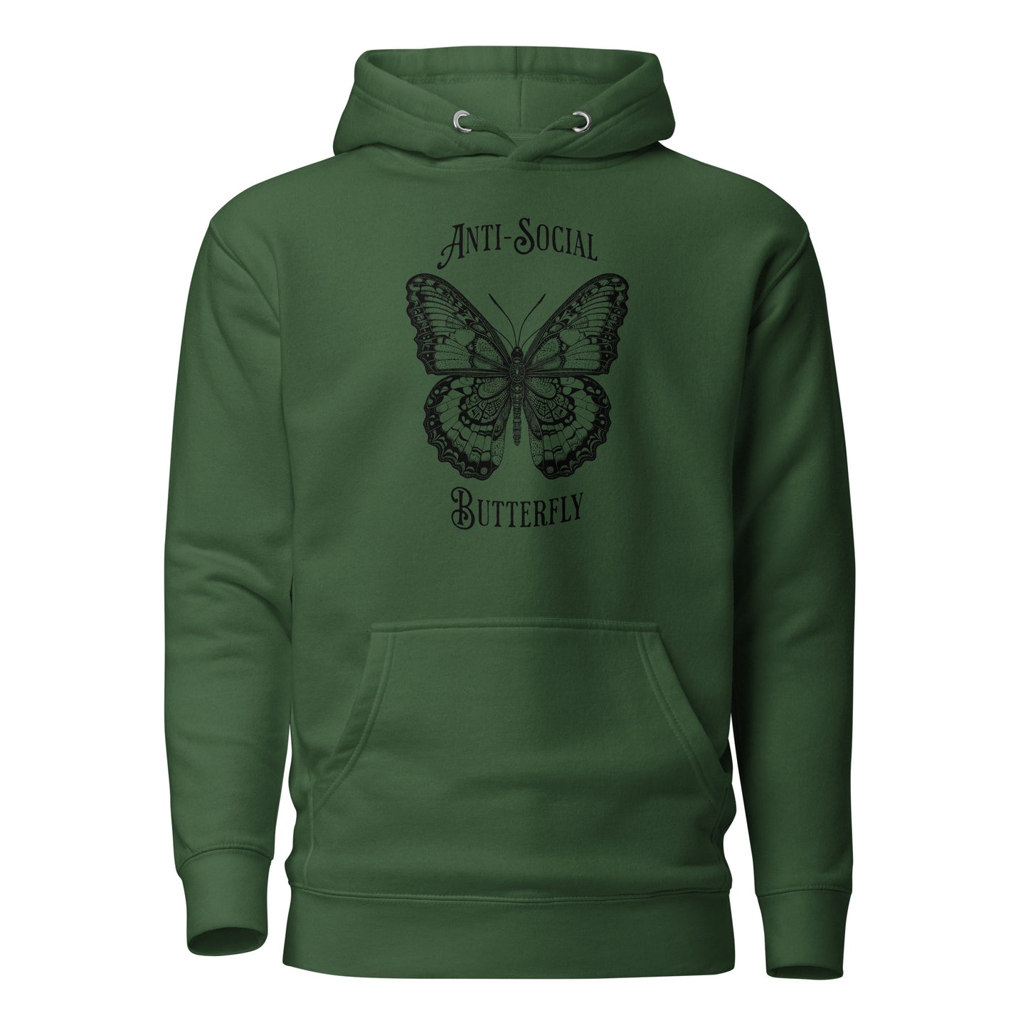 Anti-Social Butterfly Women's Funny Hoodie Forest Green