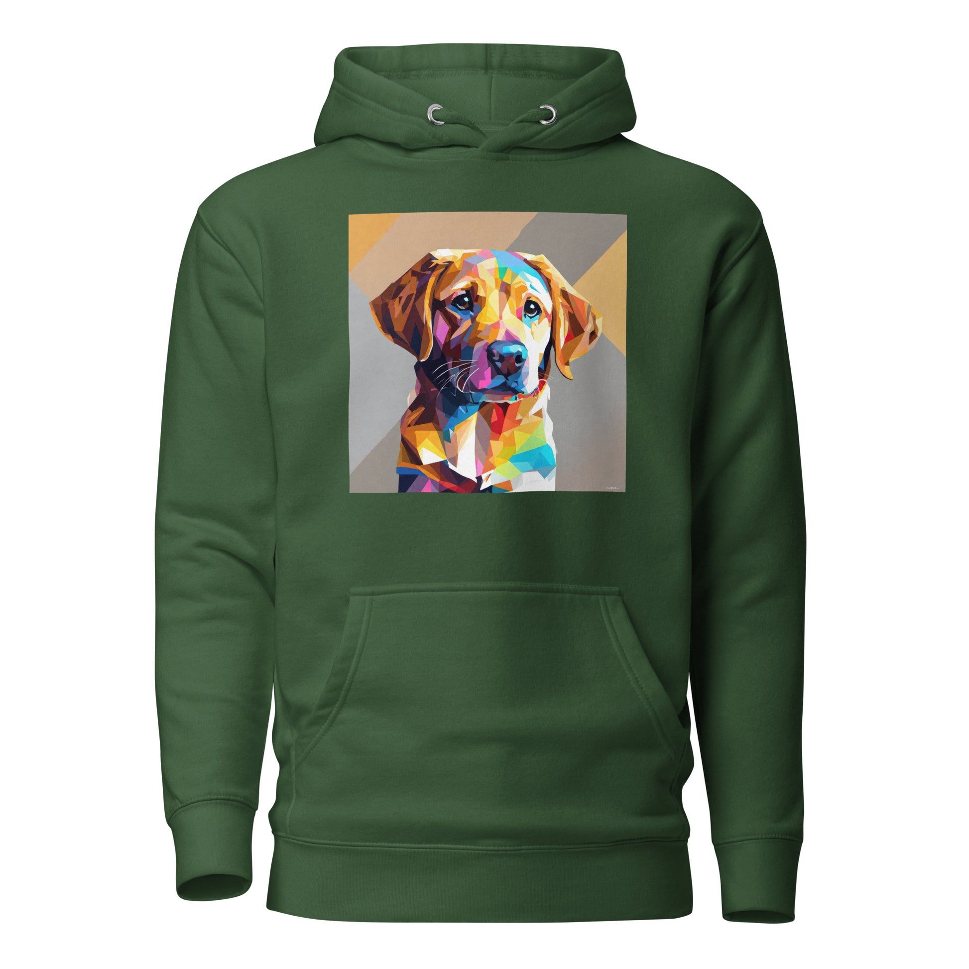 Geometric Golden Lab Women's Animal Lover Hoodie Forest Green