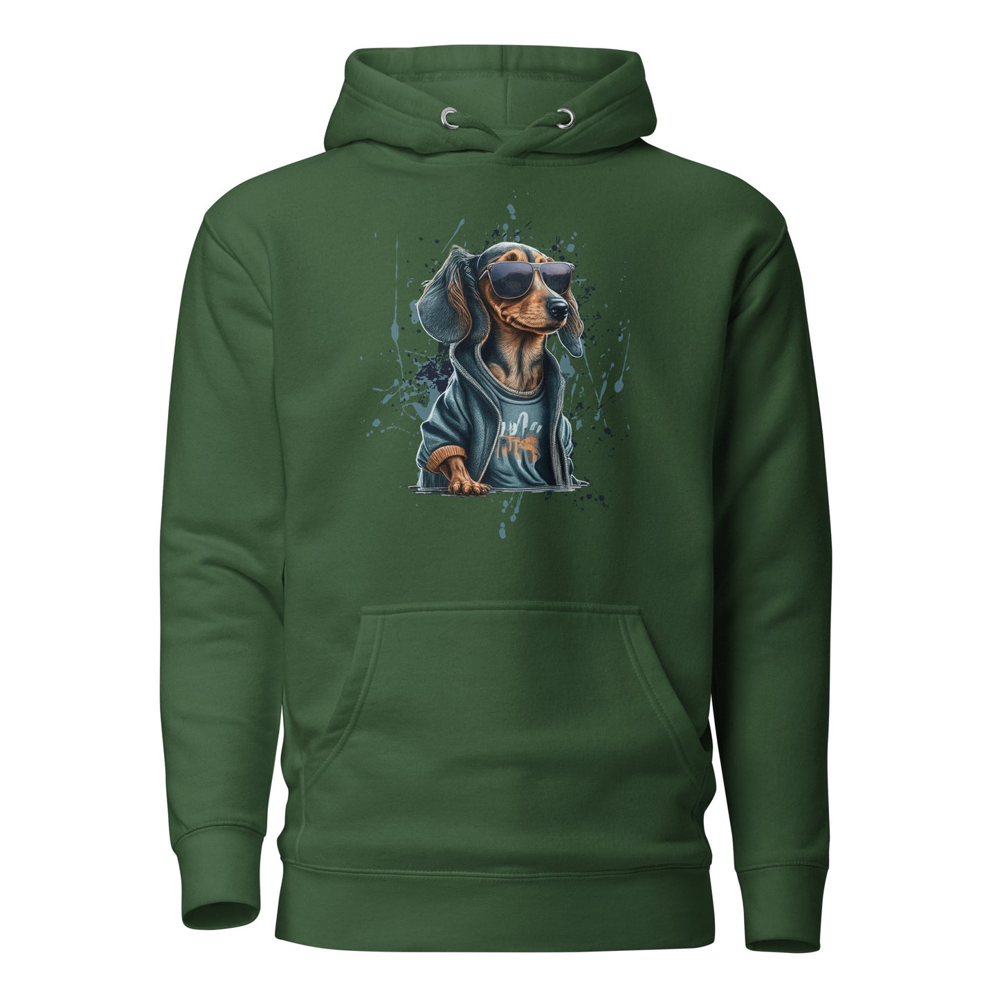 Cool Dachshund in Sunglasses Women's Dog Hoodie Forest Green