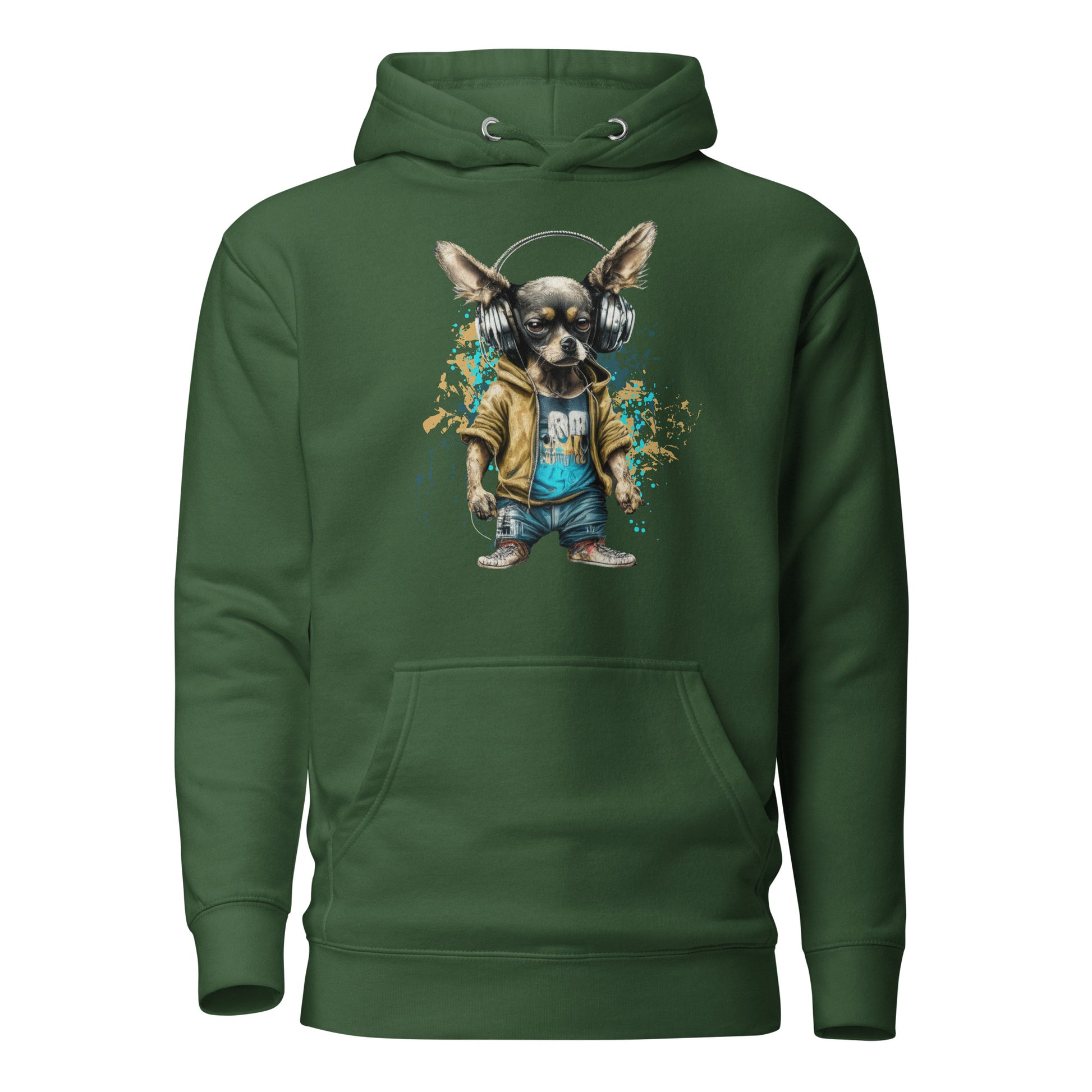 Cool Beats Chihuahua Women's Animal Hoodie Forest Green