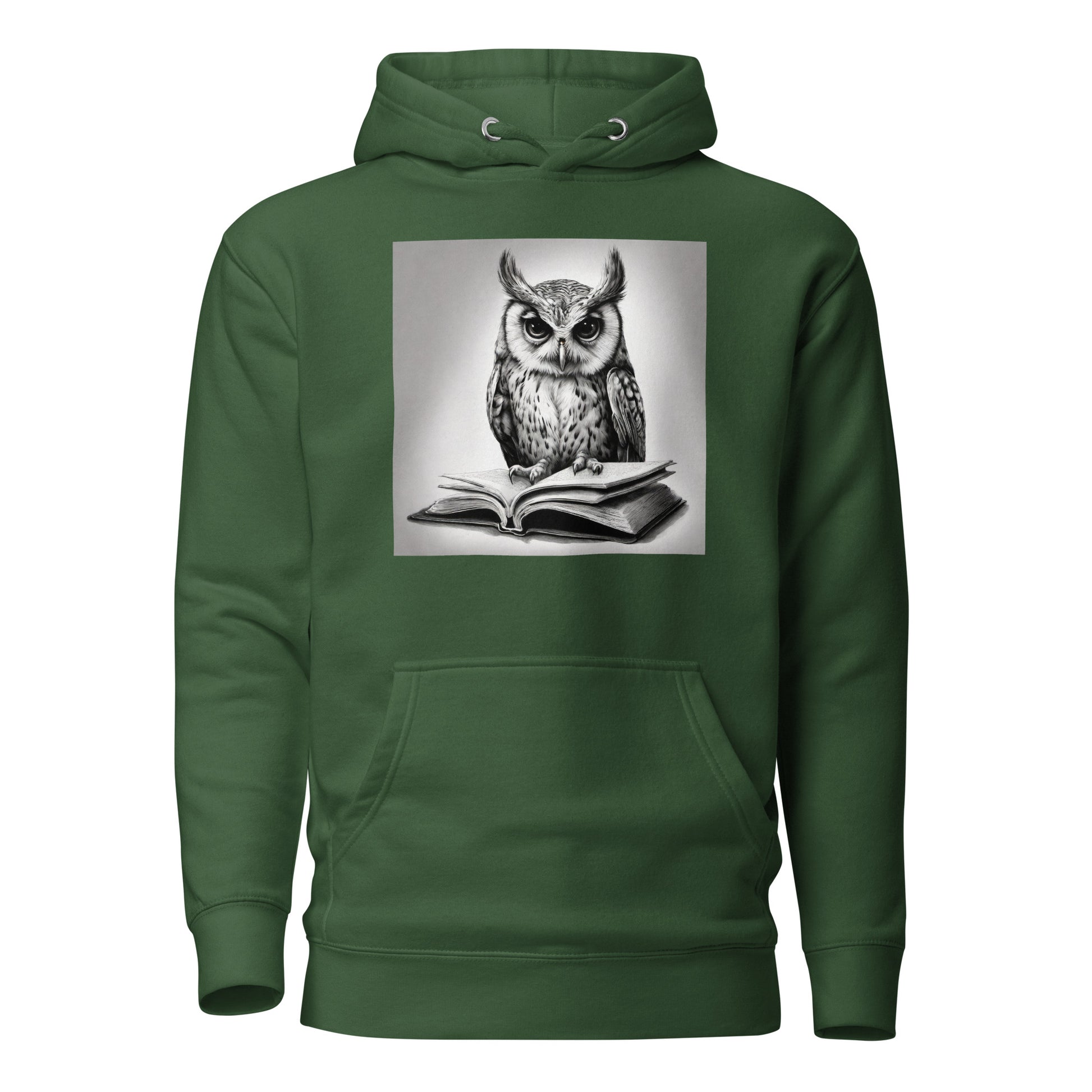 Booksmart Owl Women's Book Lover Hoodie Forest Green