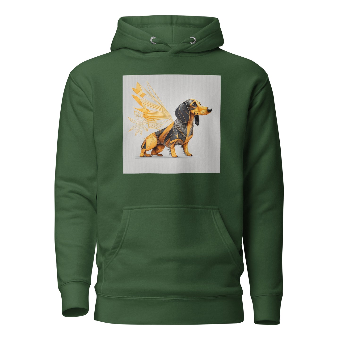 Dachshund with Wings Women's Dog Lover Hoodie Forest Green