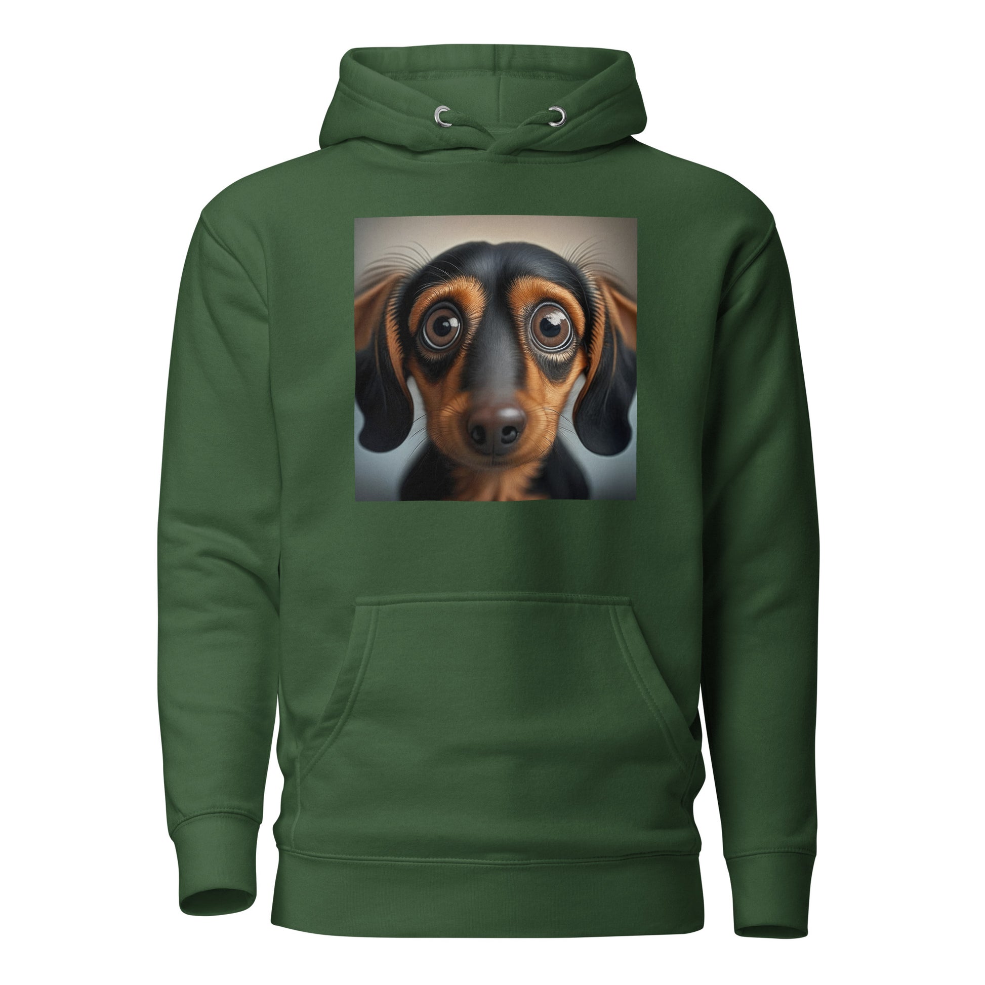 Dachshund with Puppy Dog Eyes Women's Weiner Dog Hoodie Forest Green