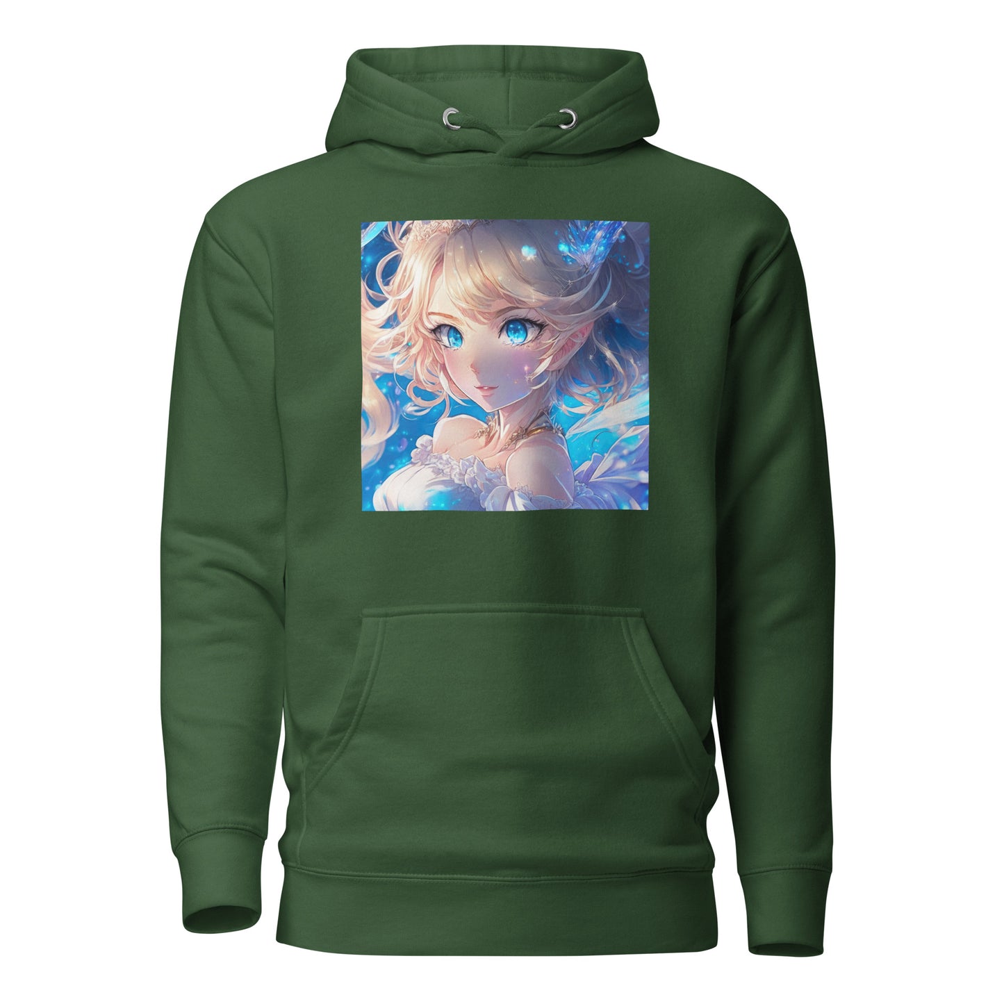 Cute Anime Princess Women's Graphic Hoodie Forest Green