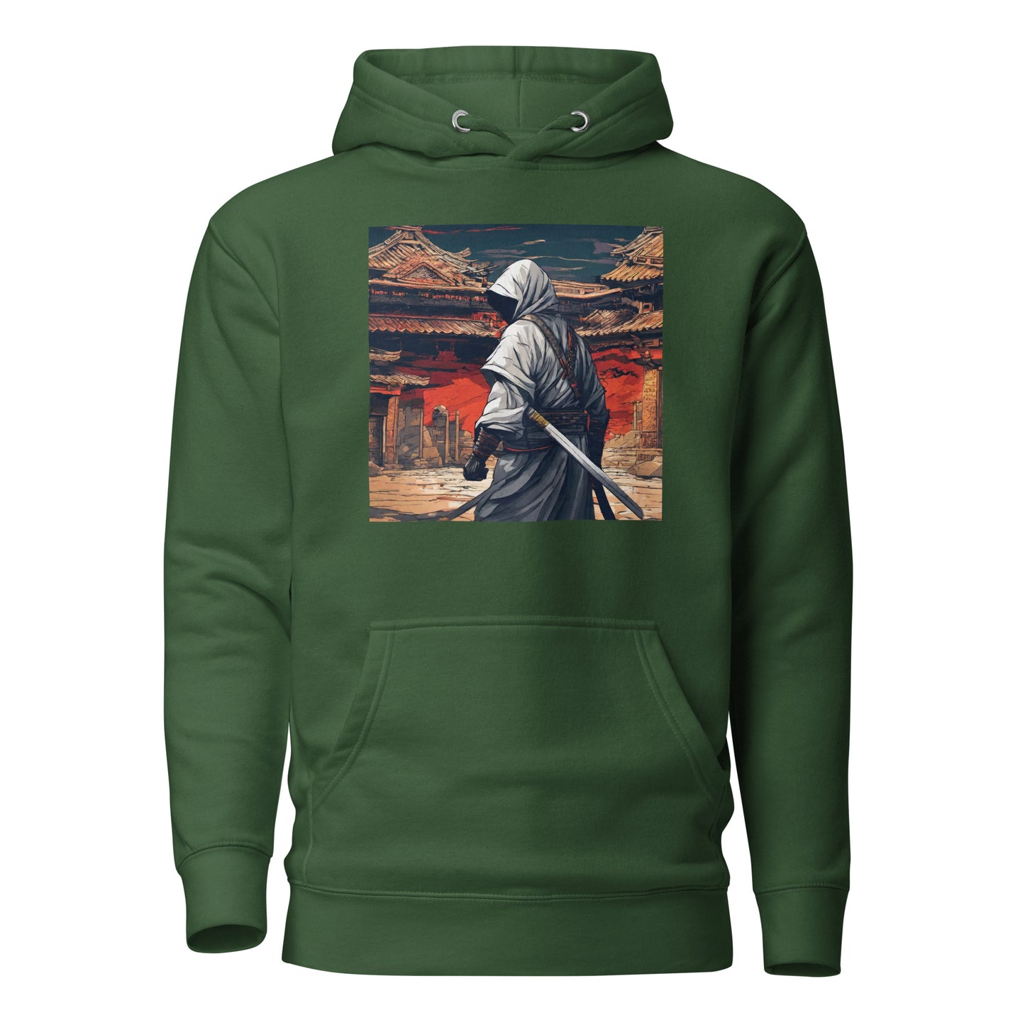 Shadowy Samurai Women's Anime Hoodie Forest Green