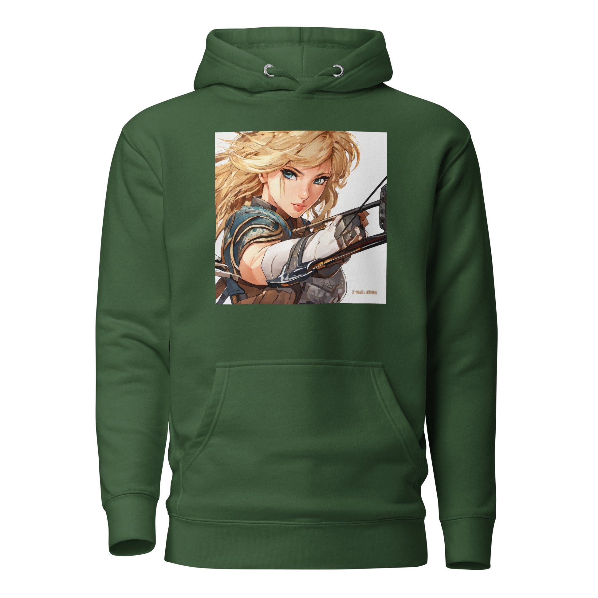 Fierce Shieldmaiden Women's Anime Hoodie Forest Green