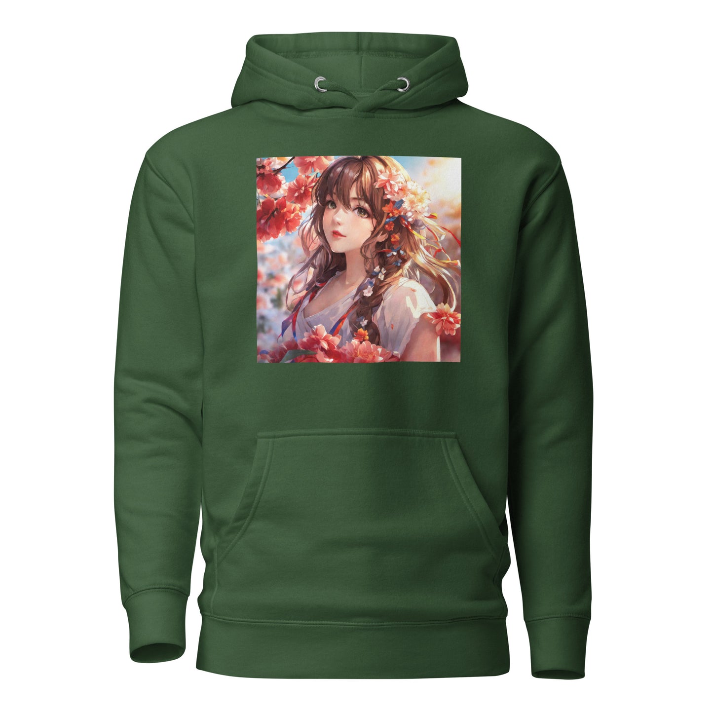 Graceful & Lovely Women's Anime Hoodie Forest Green