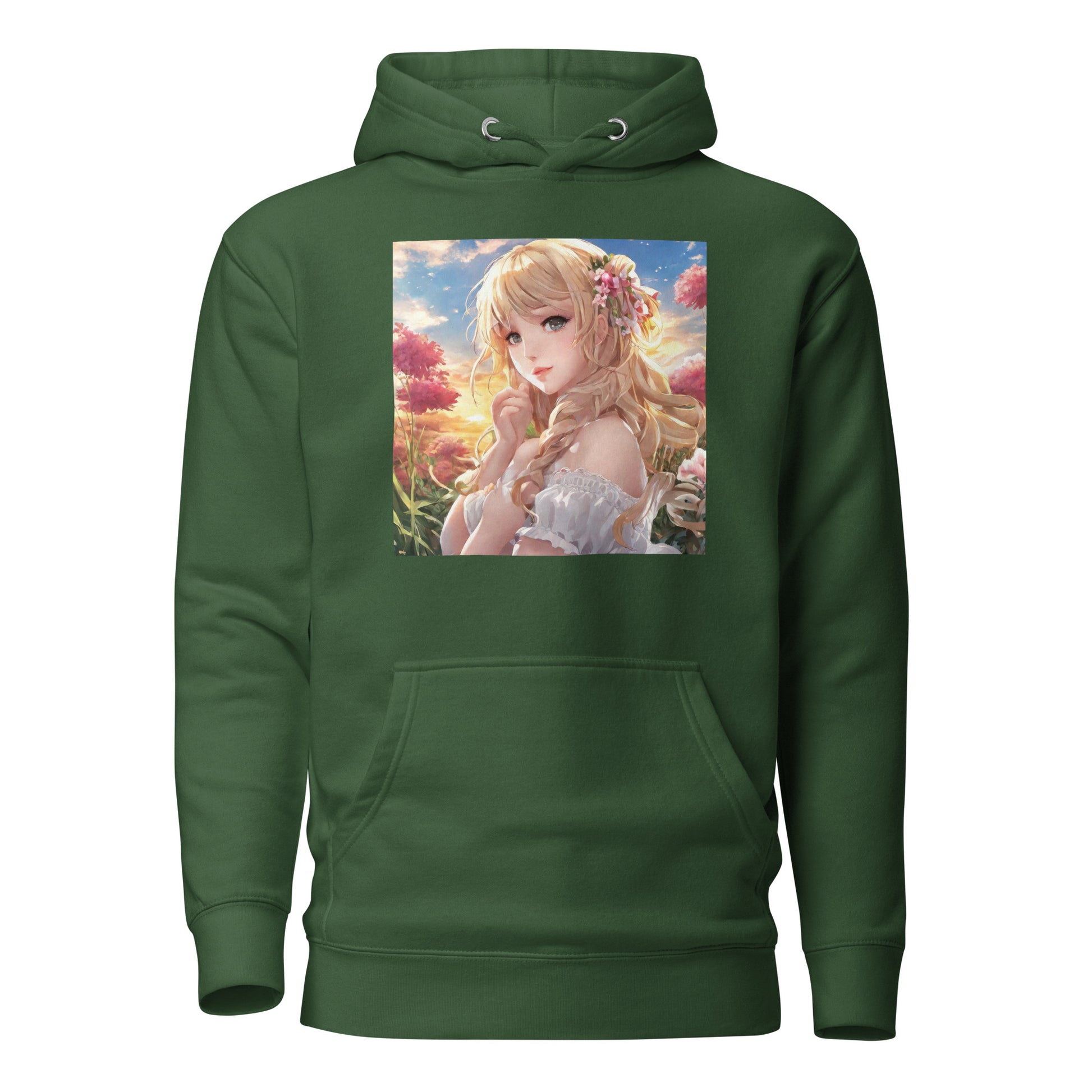 Timeless Beauty Women's Anime Hoodie Forest Green