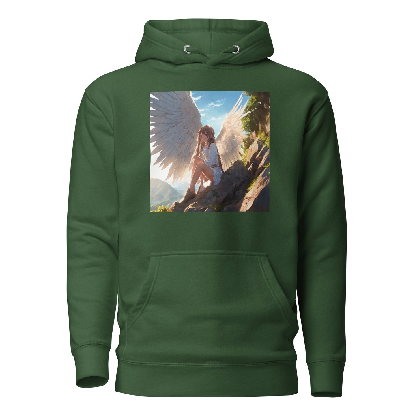 Beautiful Angel Women's Anime Hoodie Forest Green