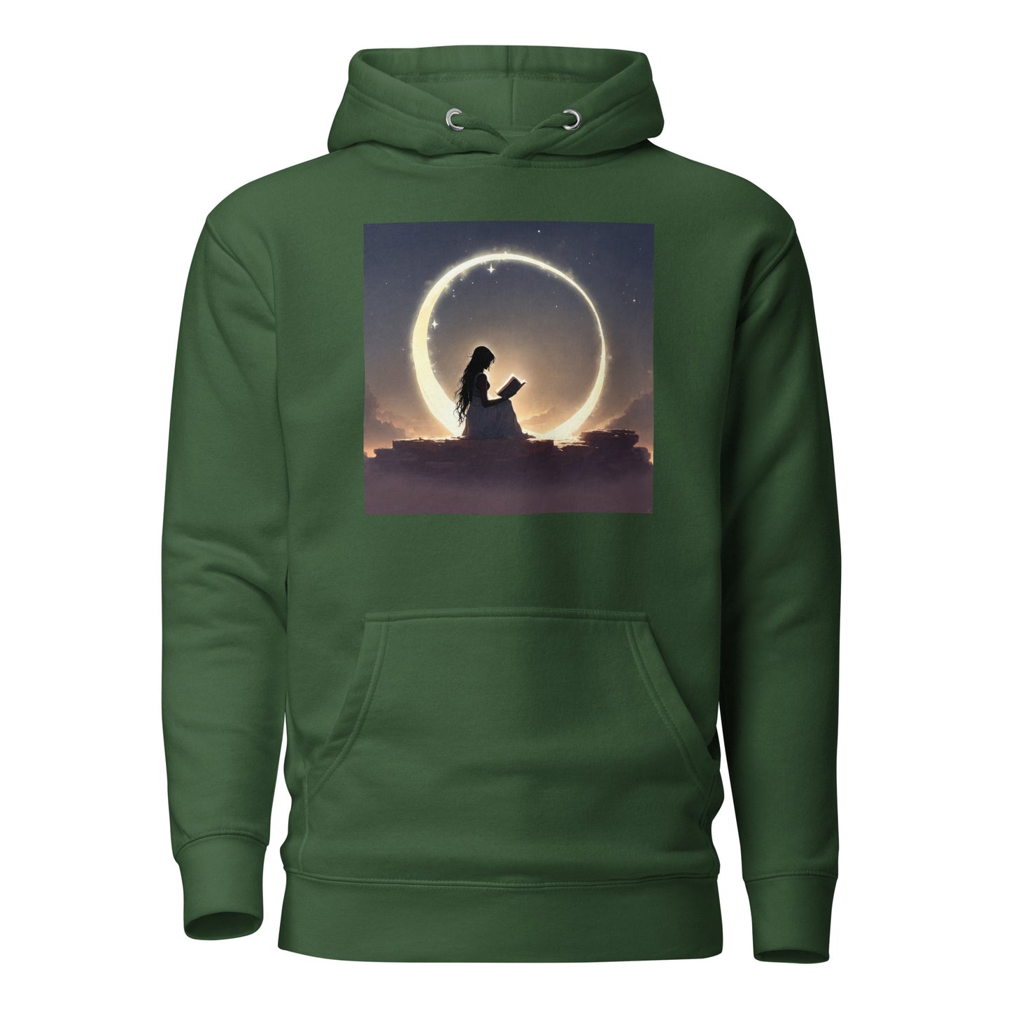 Reading at Twilight Women's Book Lover Hoodie Forest Green