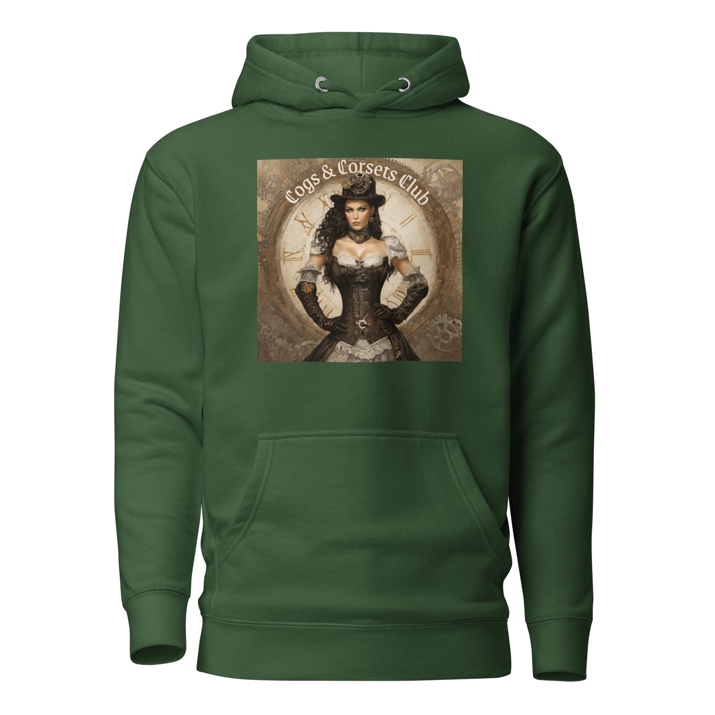 Cogs & Corsets Club Women's Steampunk Hoodie Forest Green