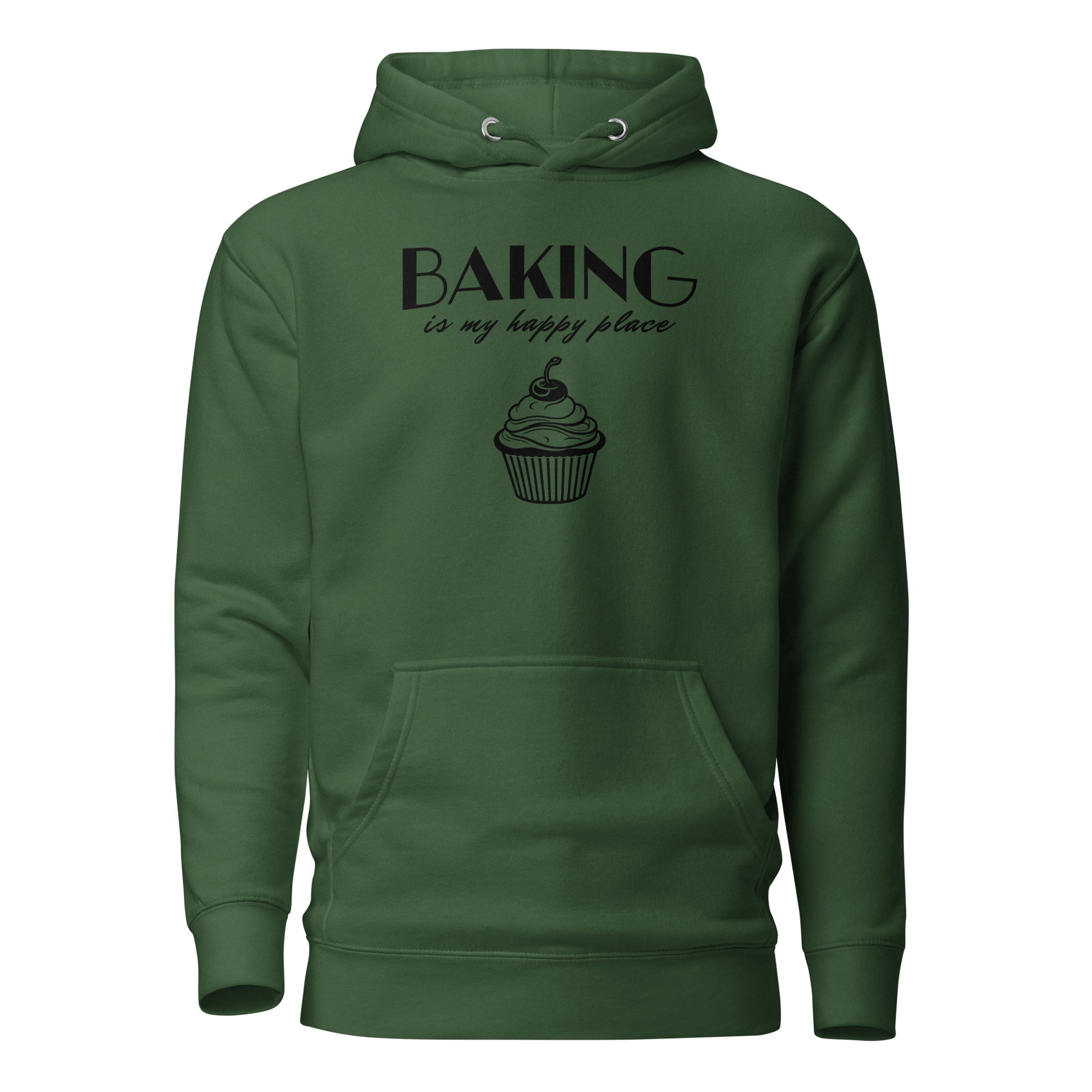 Women's Baking is my Happy Place Hoodie Forest Green