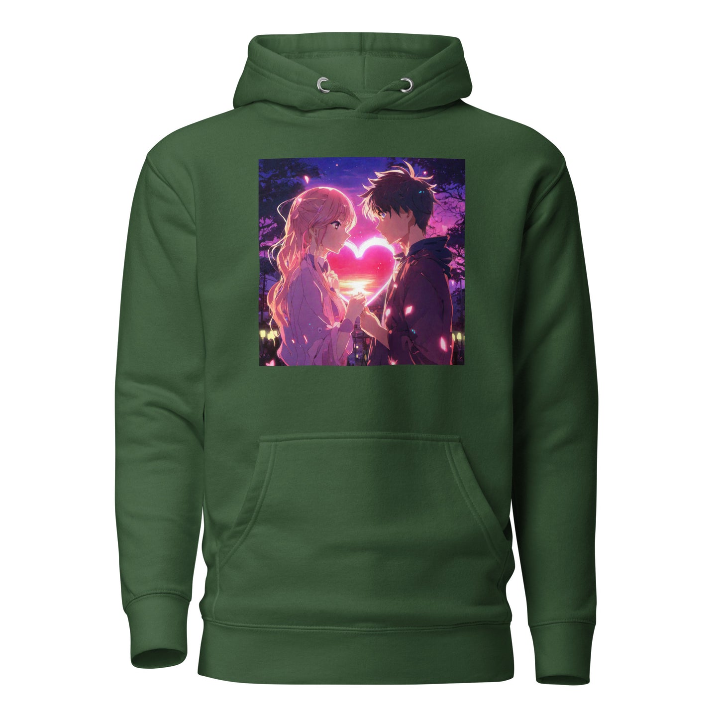 Women's Valentine's Day Love Hoodie Forest Green