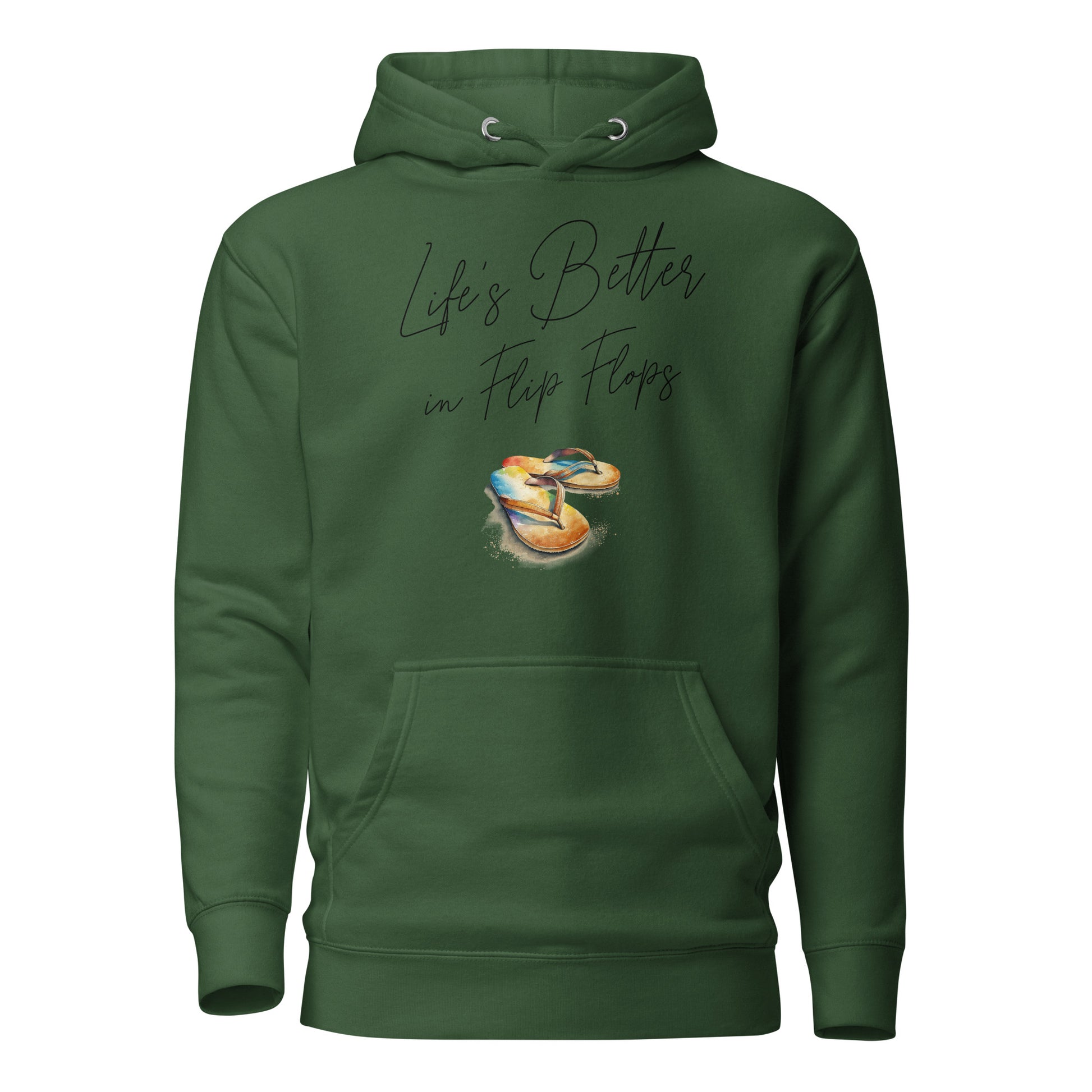 Life's Better in Flip Flops Women's Beach Hoodie Forest Green