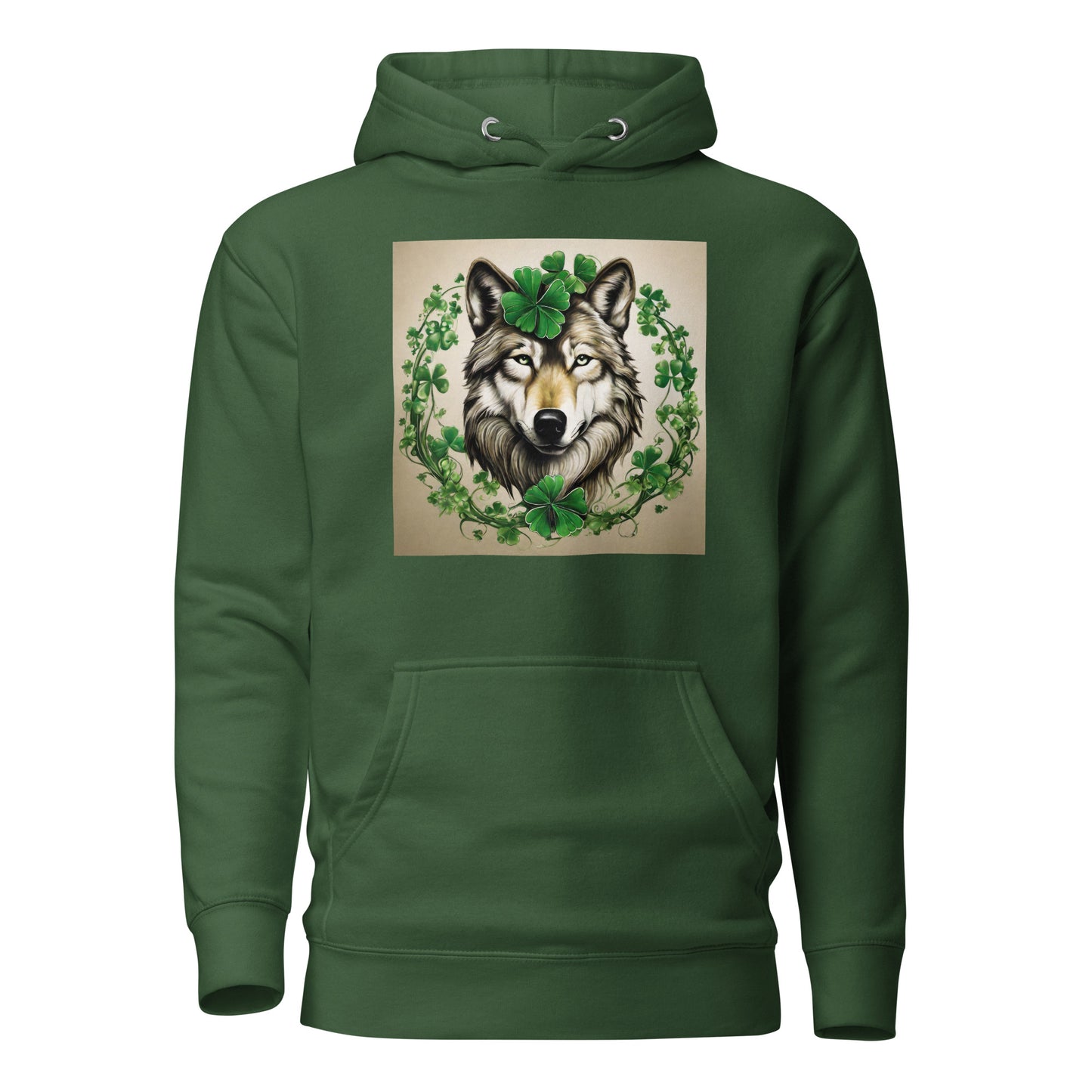 Wolf & Shamrocks Women's St Patrick's Day Hoodie Forest Green