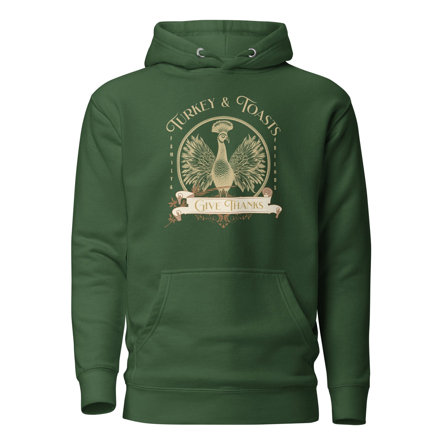 Turkey & Toasts Give Thanks Women's Hoodie Forest Green