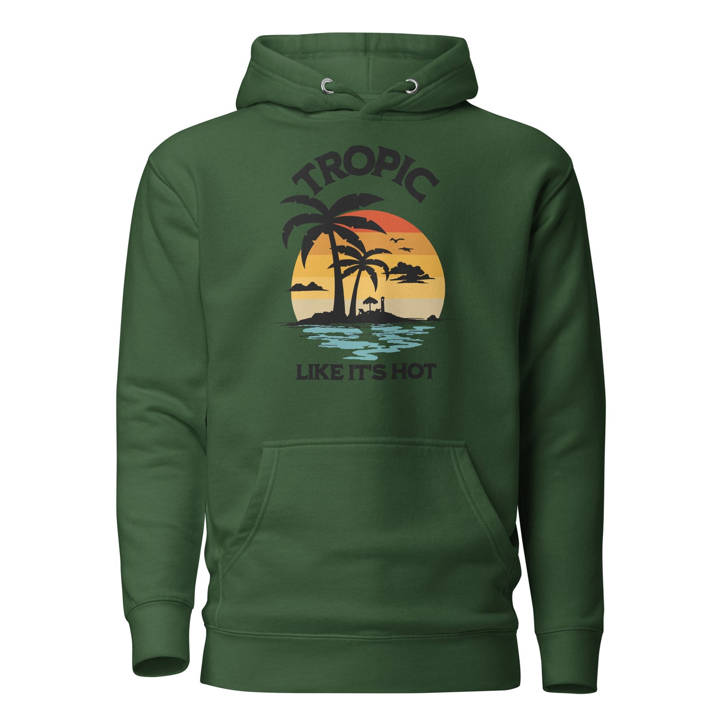 Tropic Like It's Hot Women's Summer Hoodie Forest Green