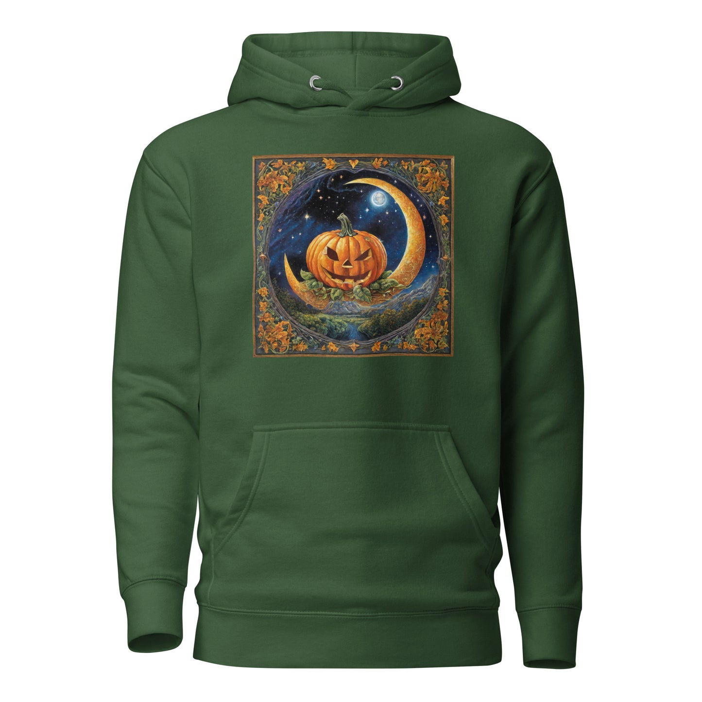 Jack O' Lantern Pumpkin Women's Halloween Hoodie Forest Green