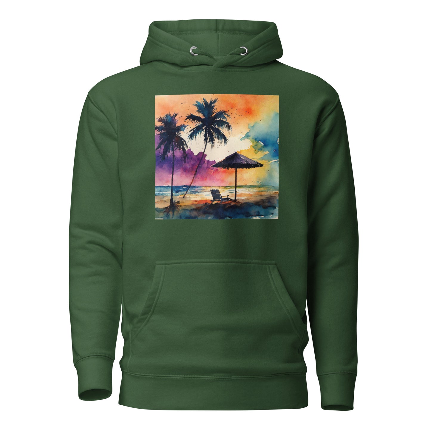 Beautiful Summer Paradise Women's Beach Hoodie Forest Green