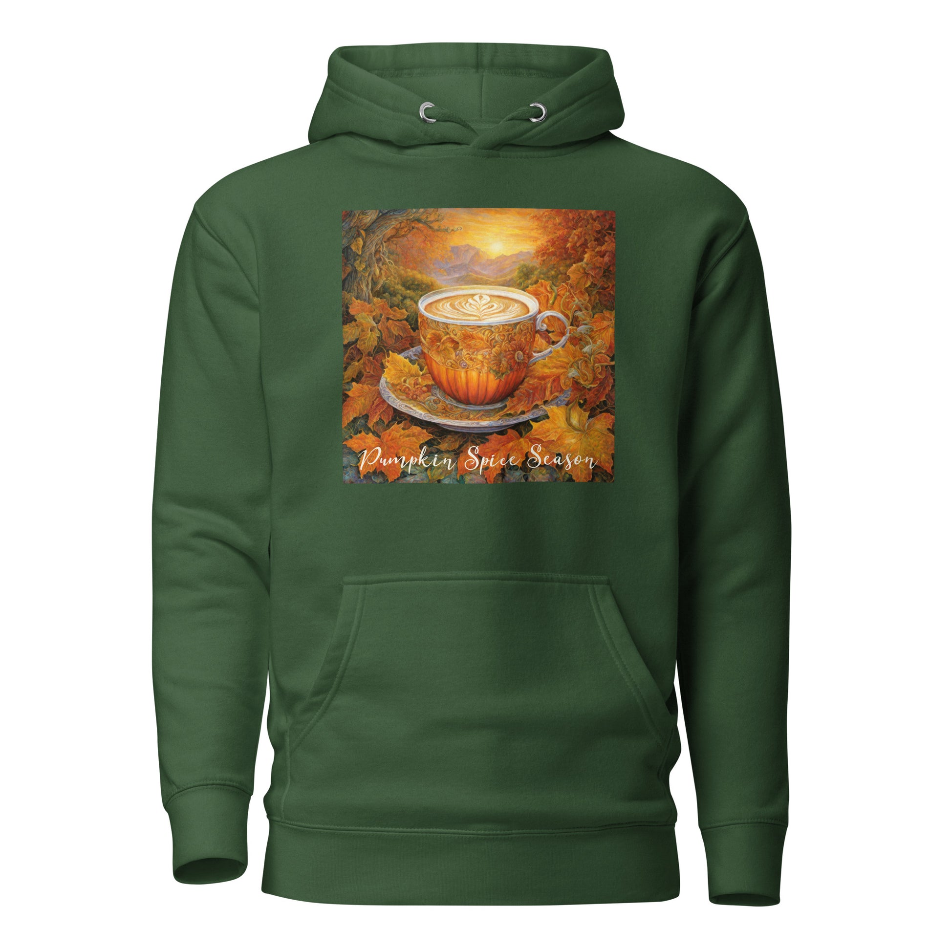 Pumpkin Spice Season Women's Autumn Hoodie Forest Green